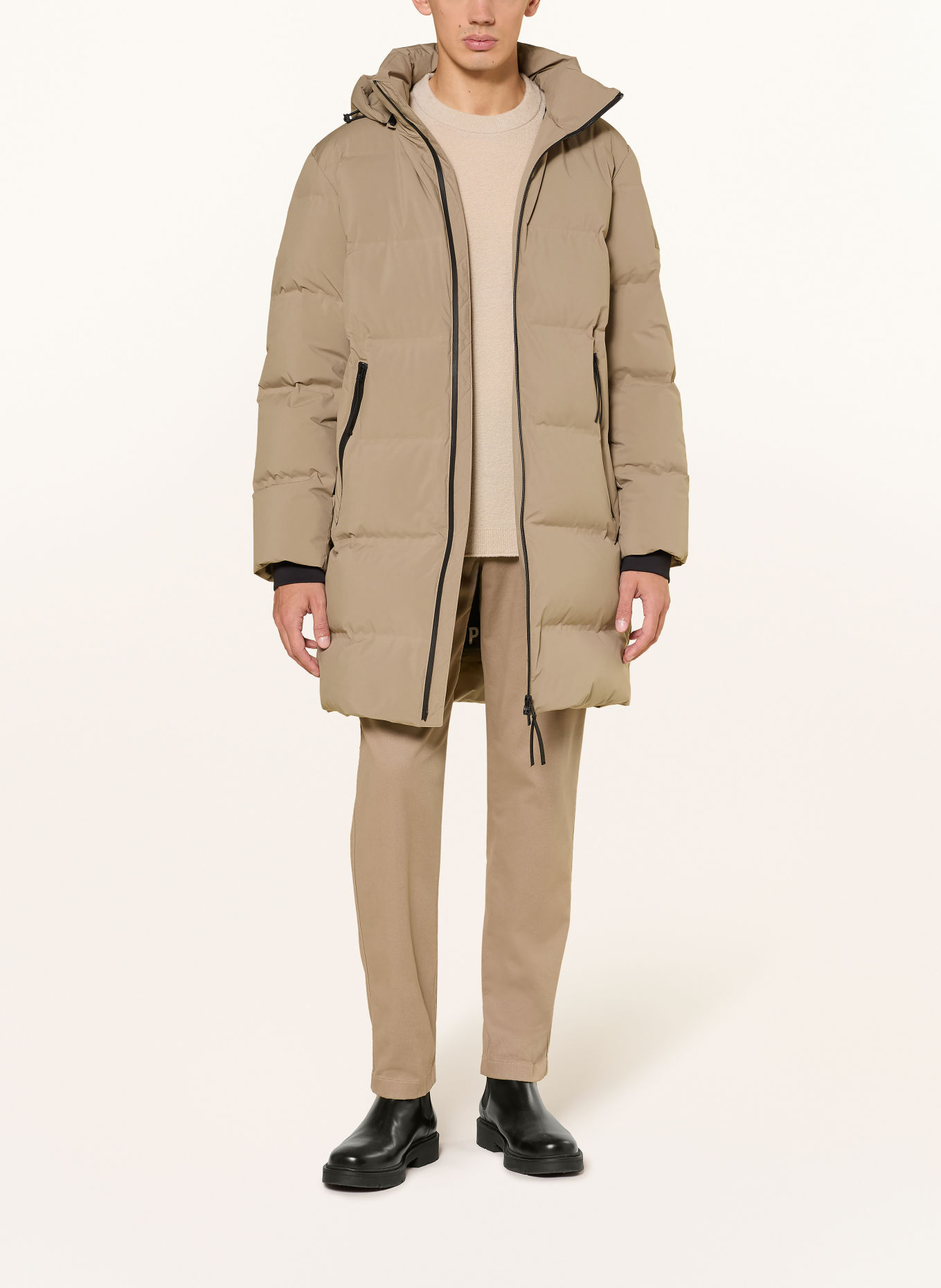 Marc O'Polo Doudoune longue avec capuche amovible: BEIGE