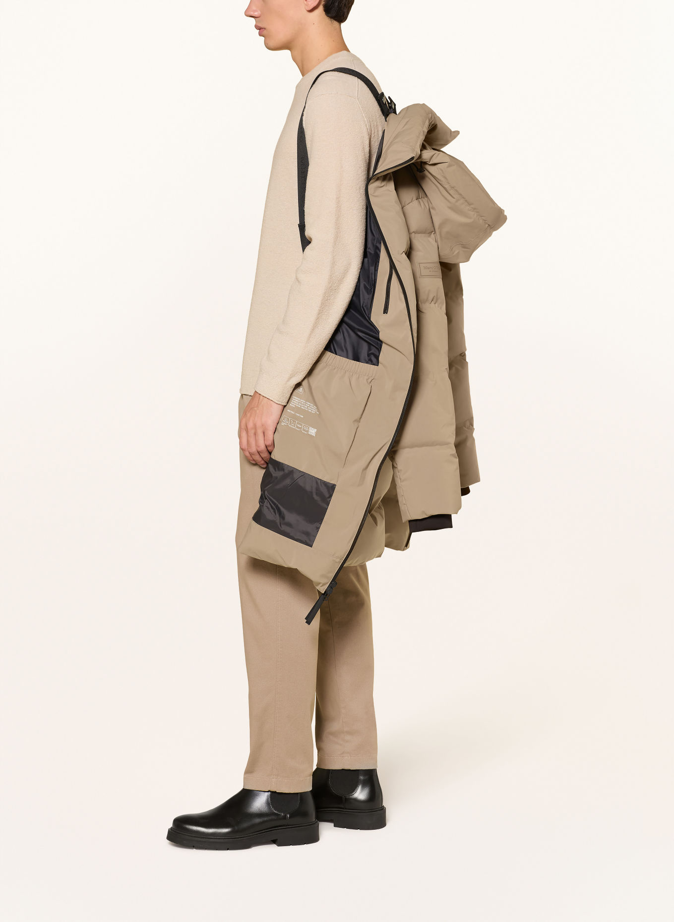 Marc O'Polo Doudoune longue avec capuche amovible: BEIGE