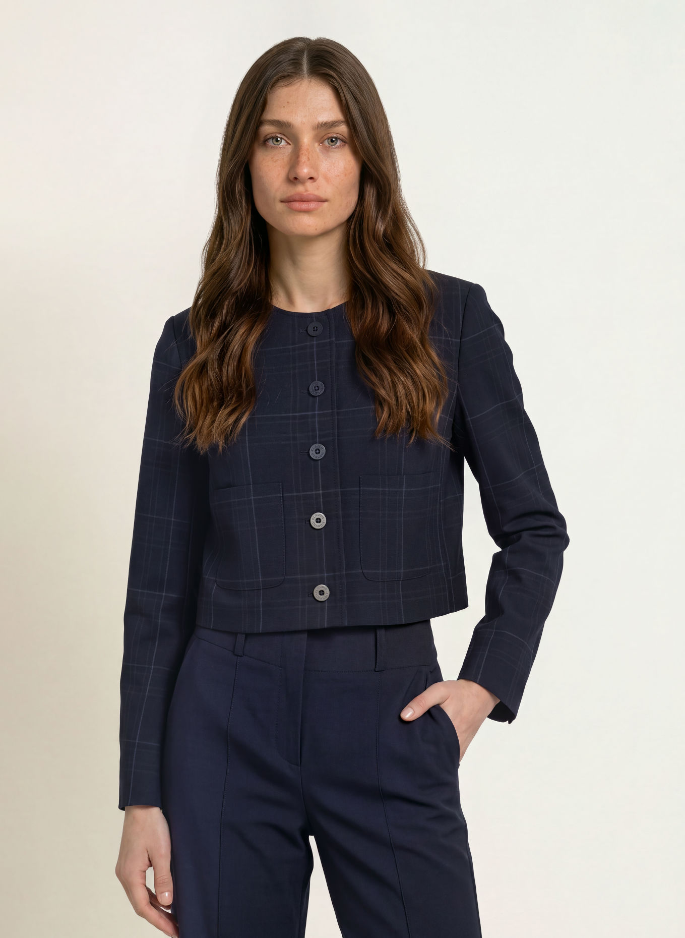 CLAUDIE PIERLOT Kastenjacke: DUNKELBLAU / HELLBLAU