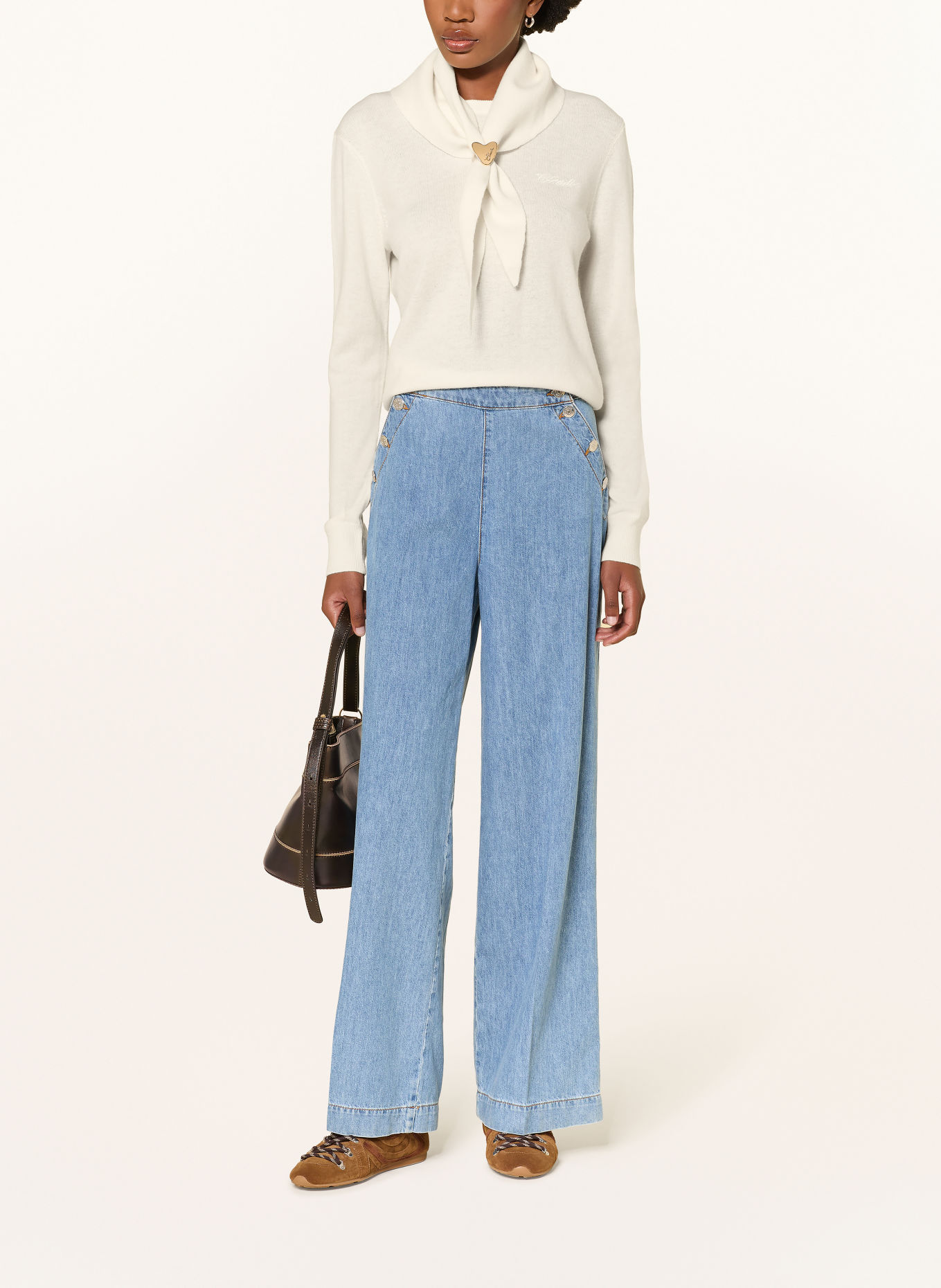 CLAUDIE PIERLOT Pullover mit abnehmbarem Kragen: CREME