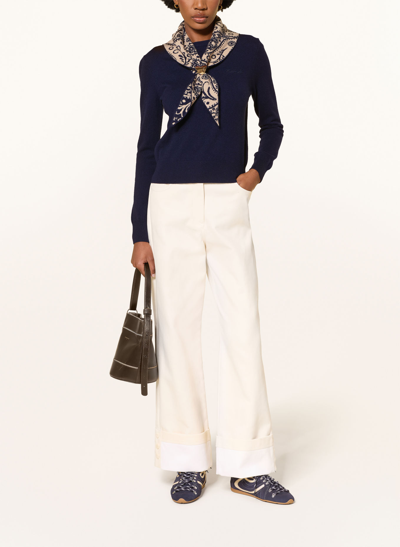 CLAUDIE PIERLOT Pullover mit abnehmbarem Kragen: DUNKELBLAU / CREME