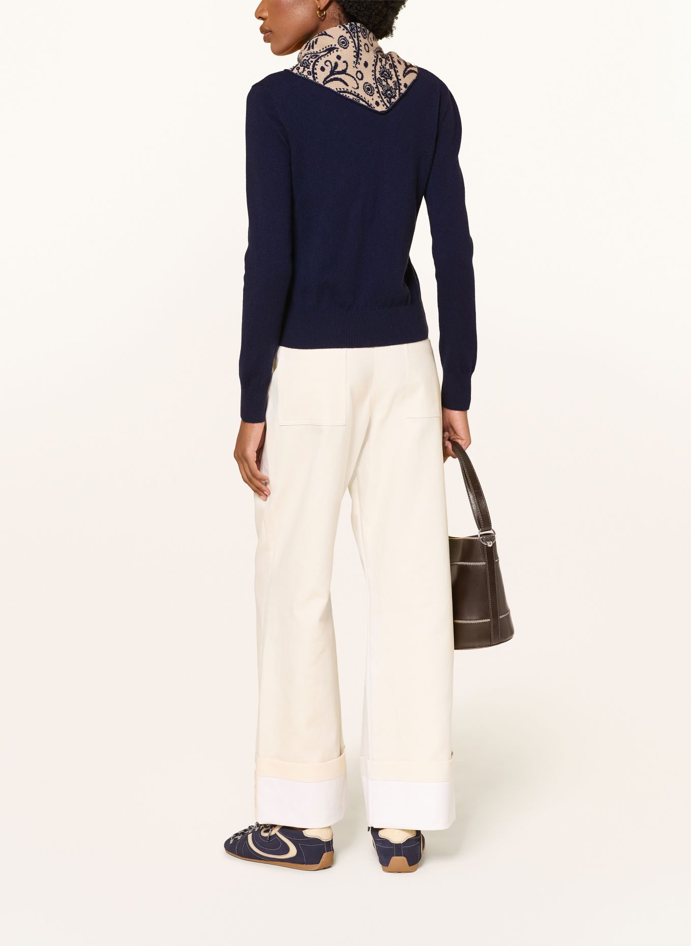 CLAUDIE PIERLOT Pullover mit abnehmbarem Kragen: DUNKELBLAU / CREME