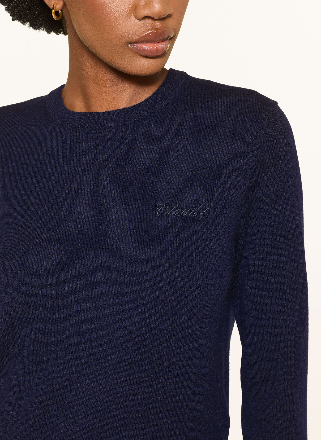 CLAUDIE PIERLOT Pullover mit abnehmbarem Kragen: DUNKELBLAU / CREME