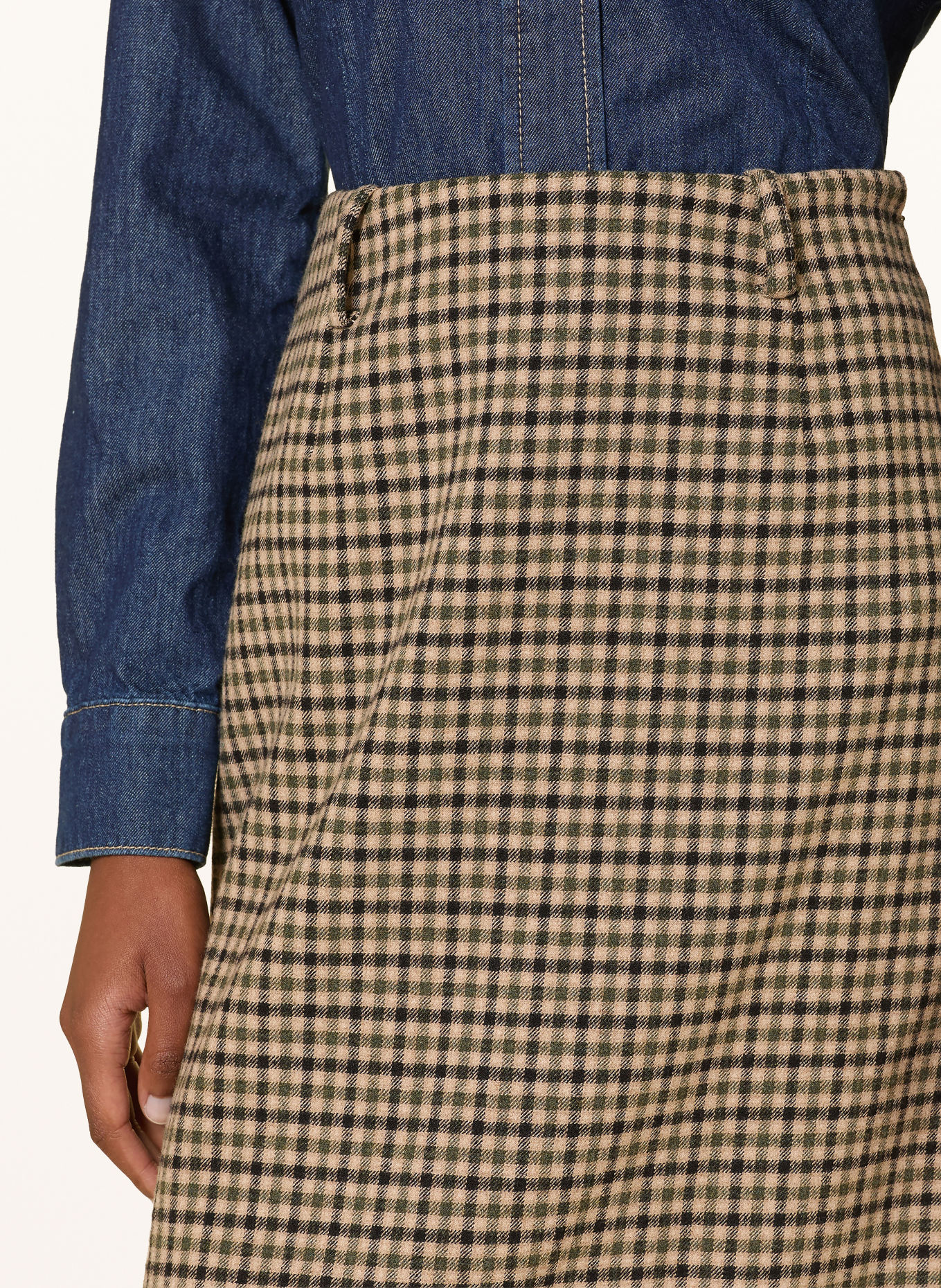 CLAUDIE PIERLOT Rock mit Spitze: BEIGE / GRÜN / SCHWARZ
