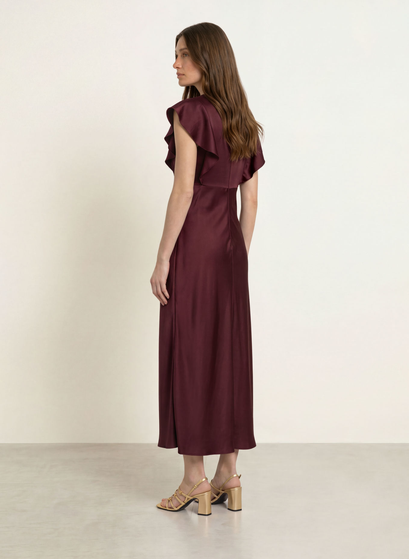 CLAUDIE PIERLOT Abendkleid mit Volants: DUNKELROT