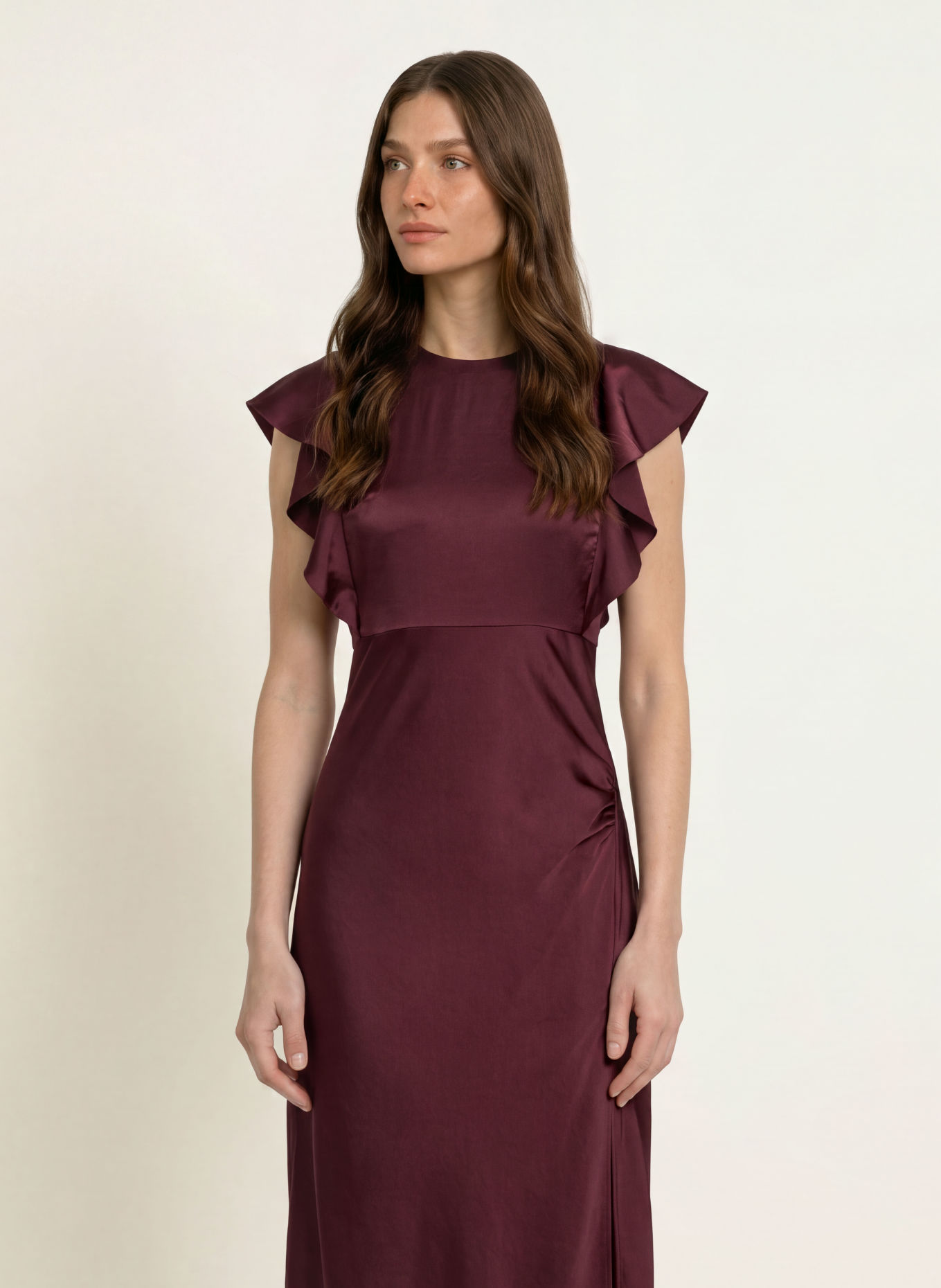 CLAUDIE PIERLOT Abendkleid mit Volants: DUNKELROT