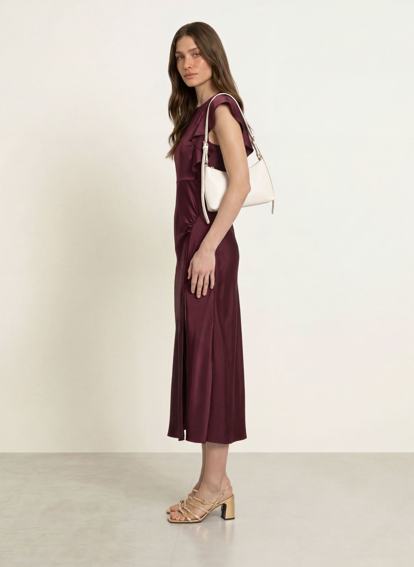 CLAUDIE PIERLOT Abendkleid mit Volants: DUNKELROT