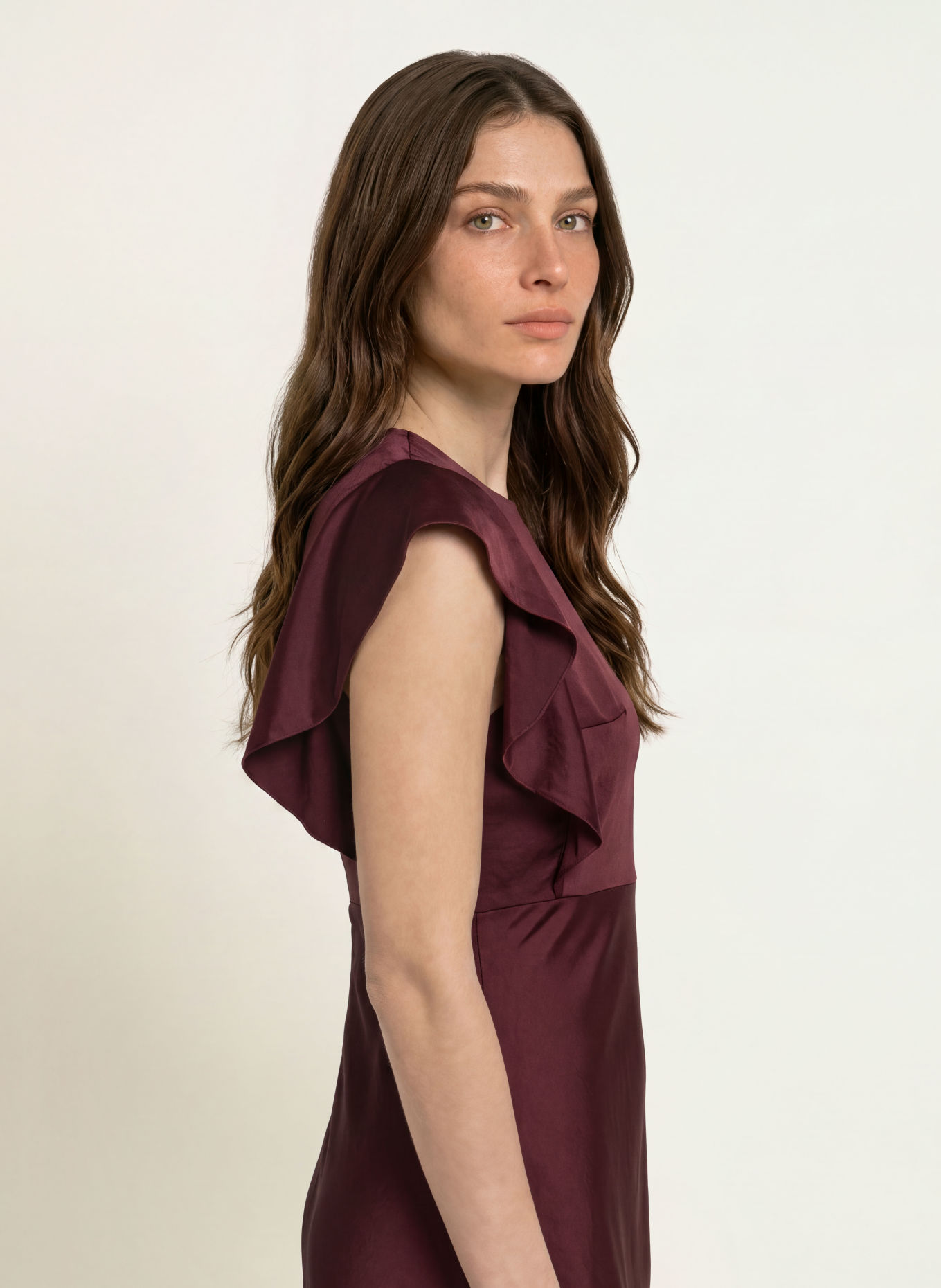 CLAUDIE PIERLOT Abendkleid mit Volants: DUNKELROT