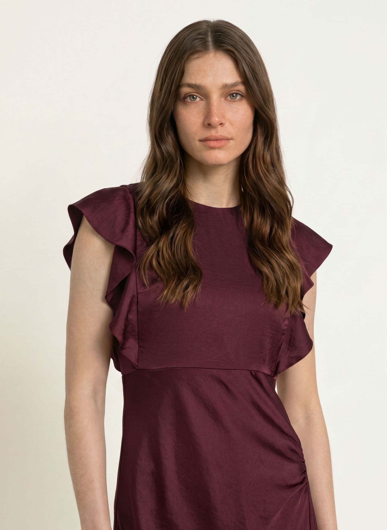 CLAUDIE PIERLOT Abendkleid mit Volants: DUNKELROT