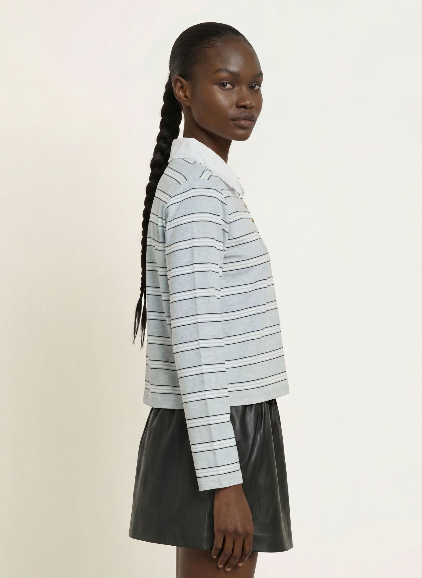 maje Jersey-Poloshirt: GRAU / WEISS / SCHWARZ