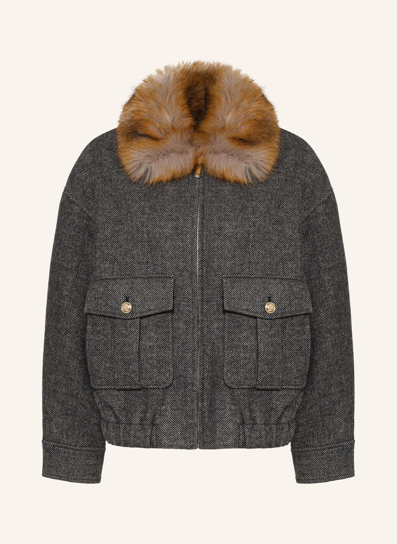 maje Blouson mit Kunstfell: DUNKELGRAU / HELLBRAUN