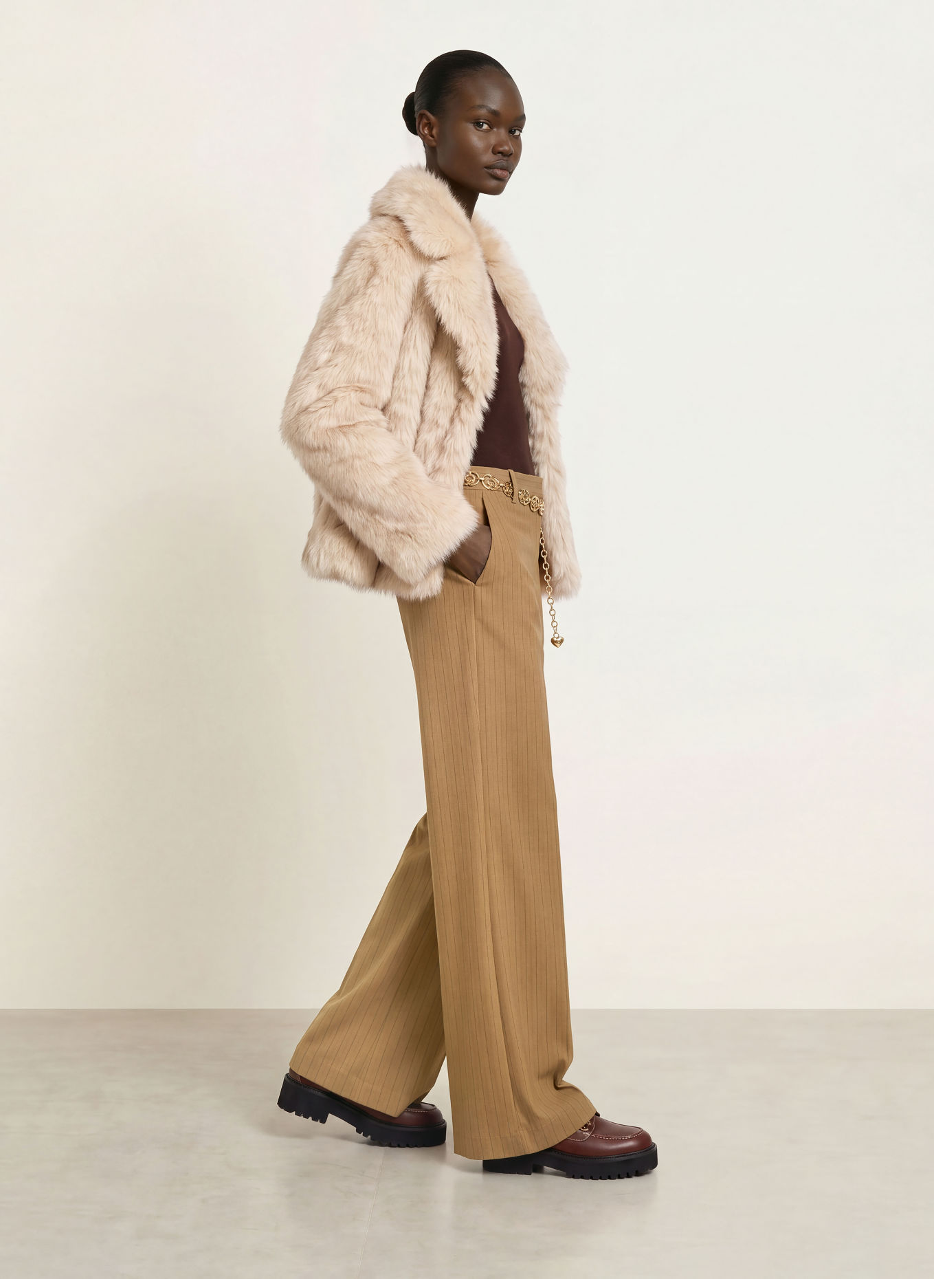 maje Kunstfell-Jacke: BEIGE