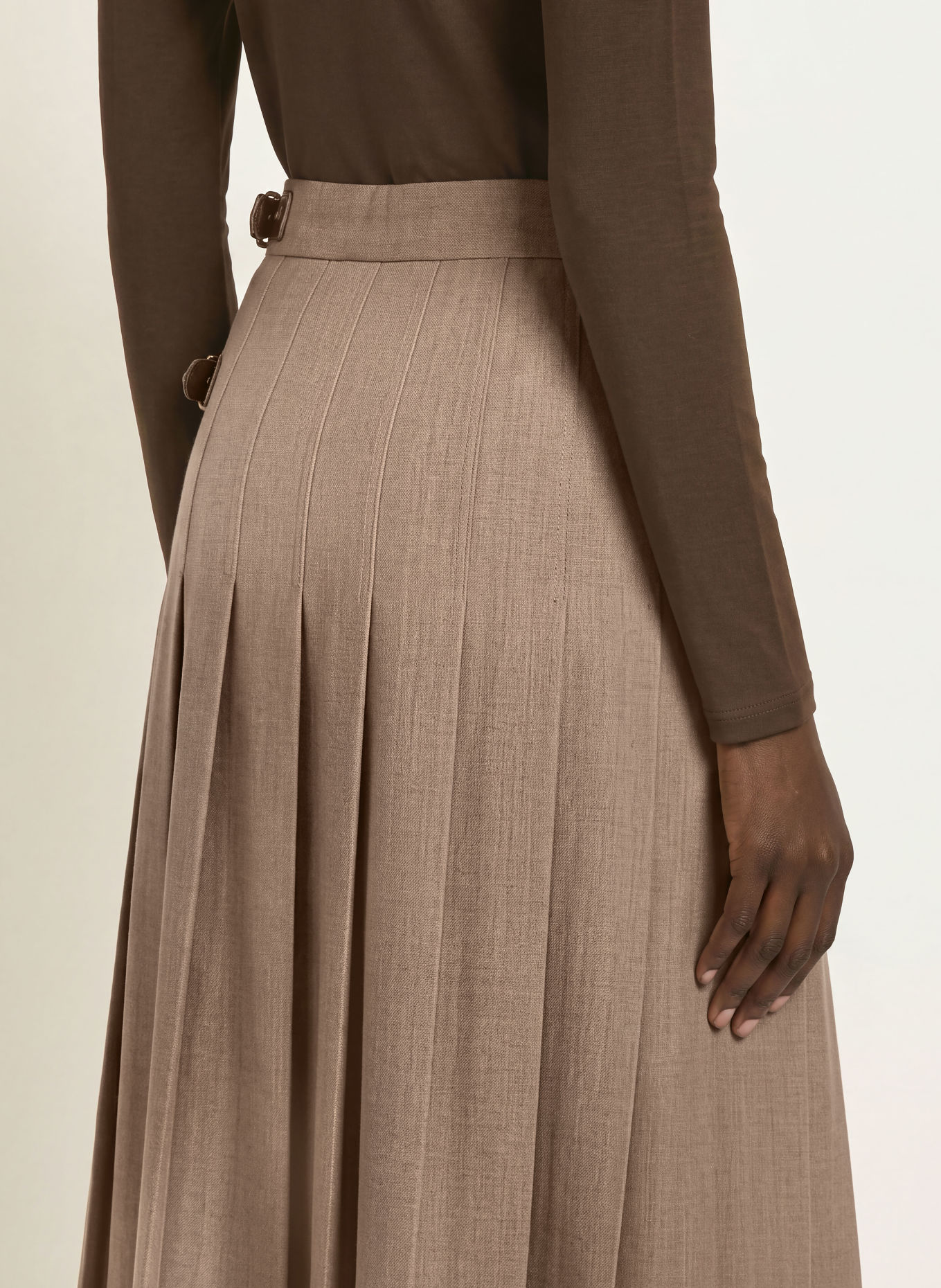 maje Faltenrock: BEIGE