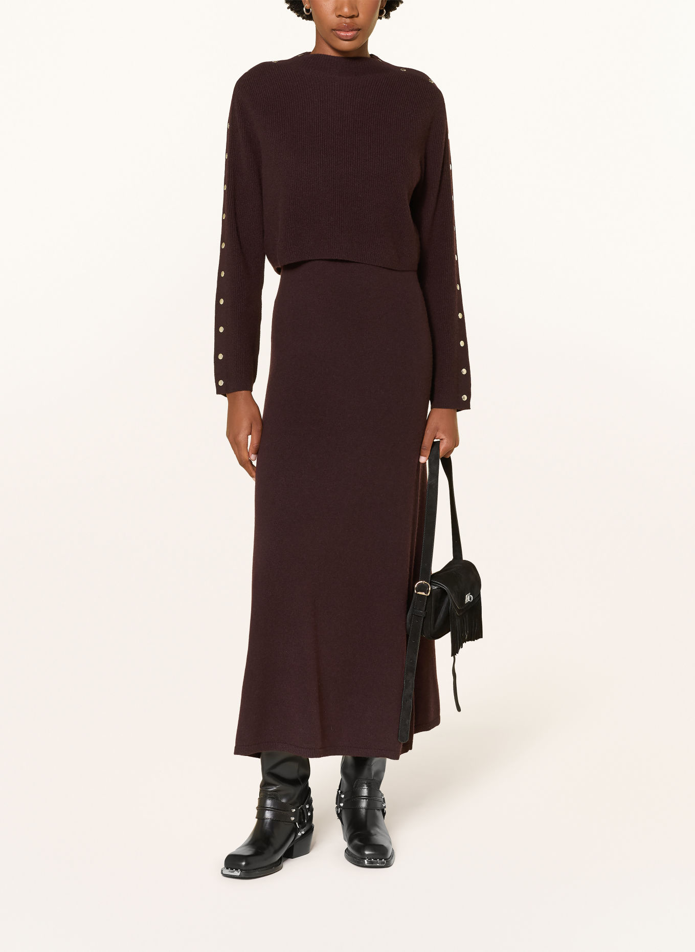 SANDRO Set: Pullover und Strickkleid: DUNKELROT