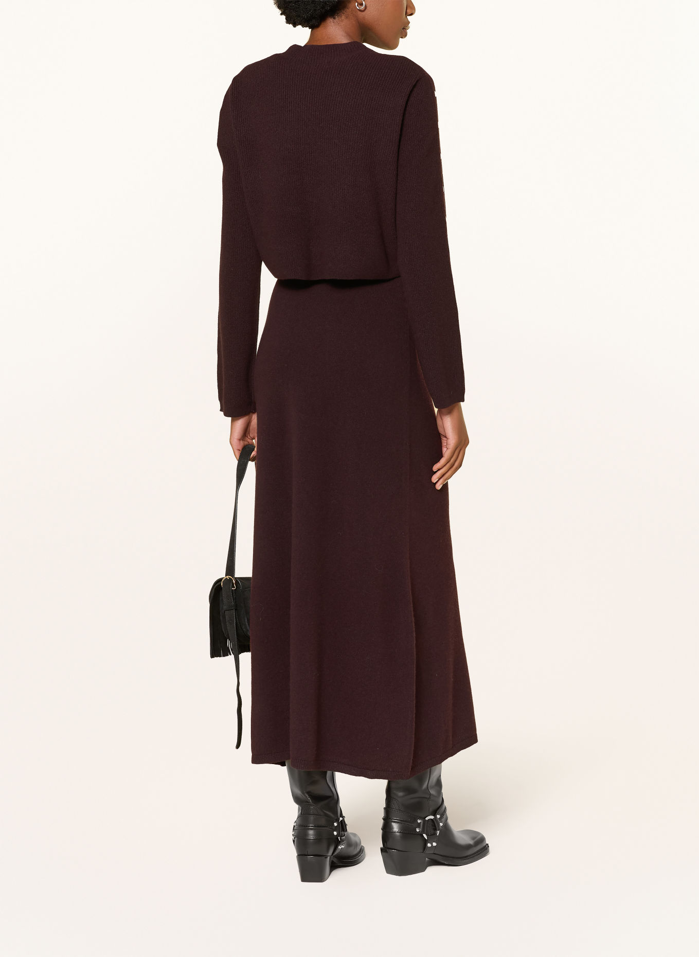 SANDRO Set: Pullover und Strickkleid: DUNKELROT