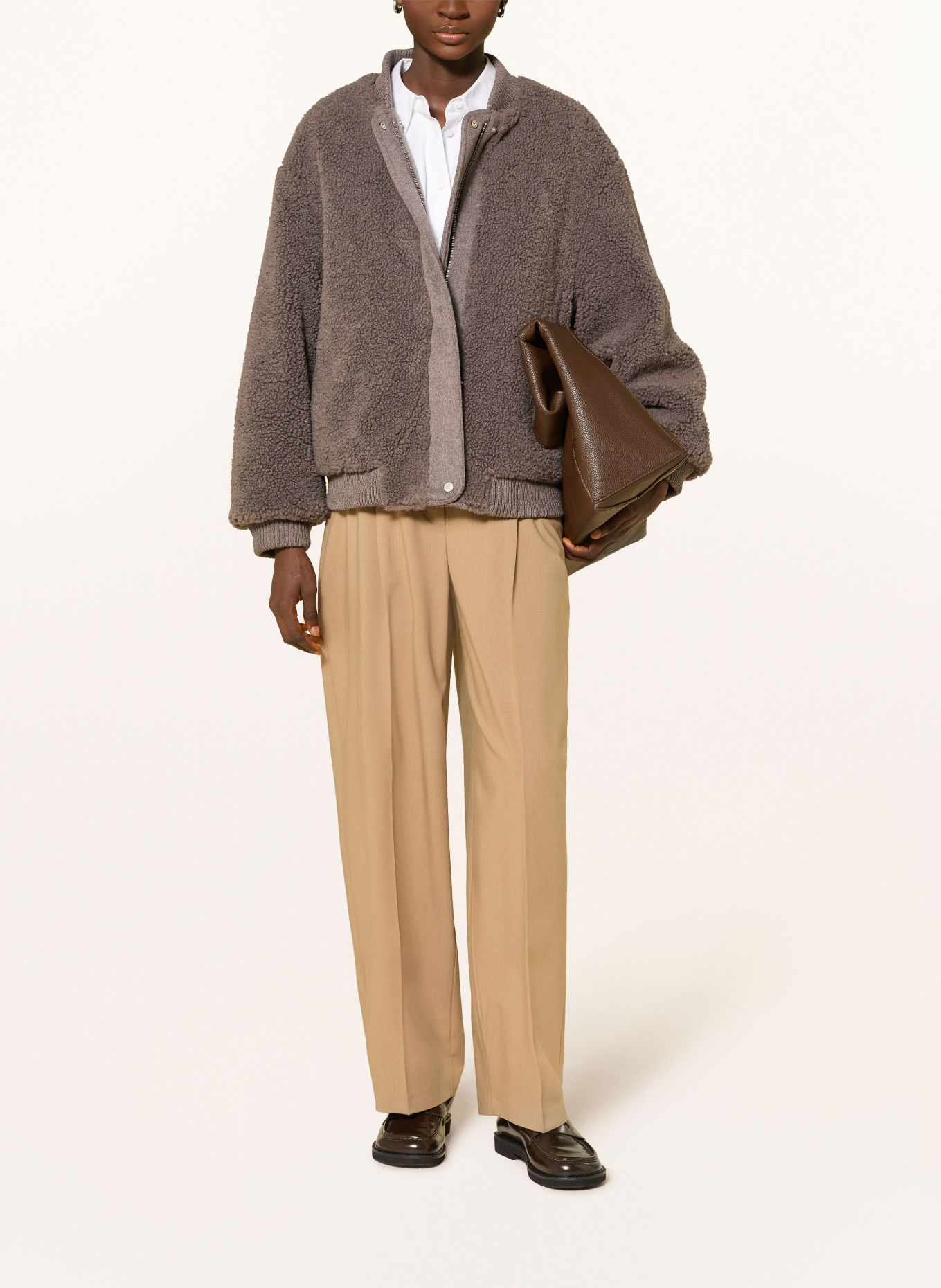 OPUS Blouson réversible avec fausse fourrure: TAUPE