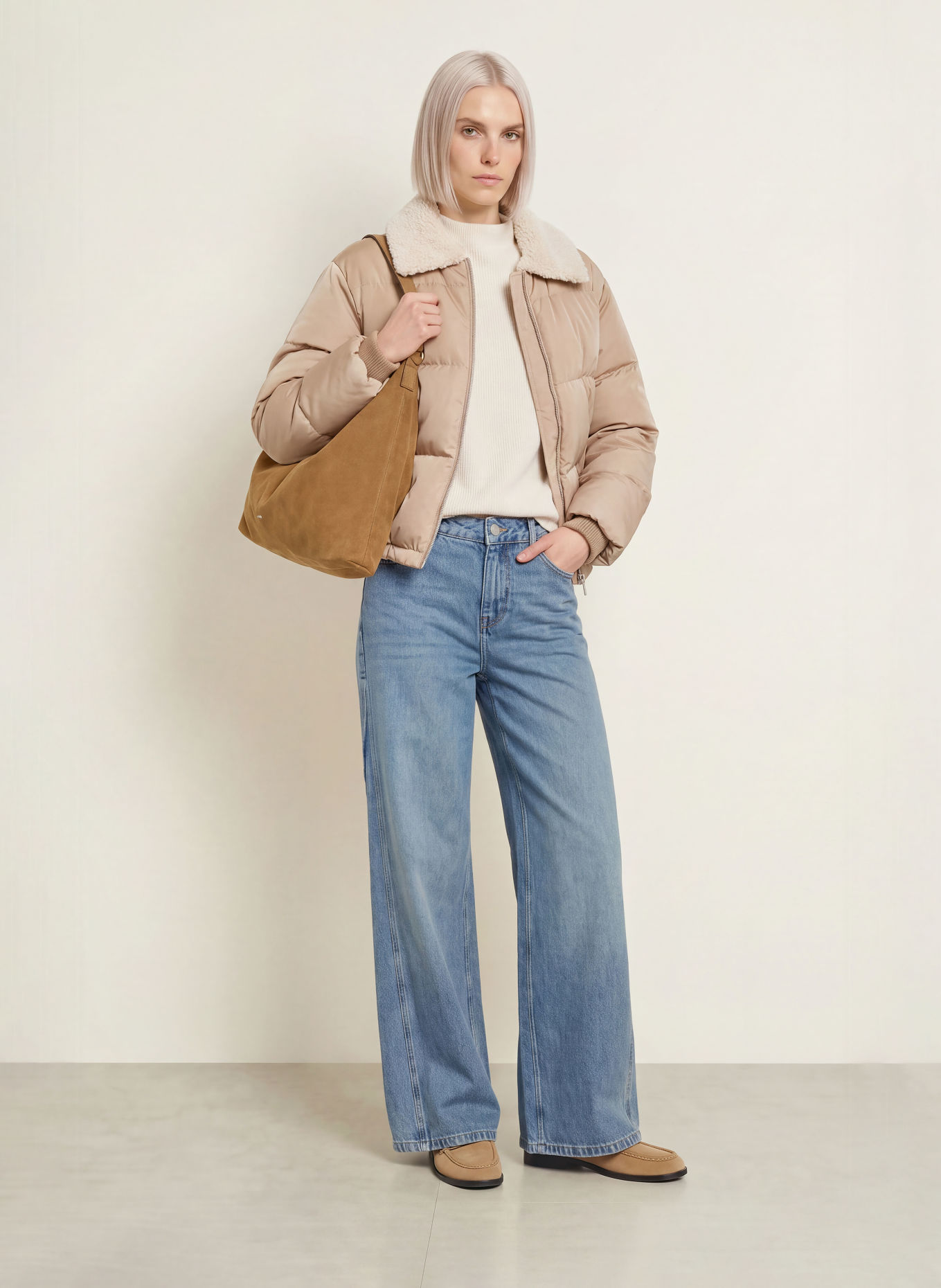 OPUS HATCHY Quilted Jacket: BEIGE
