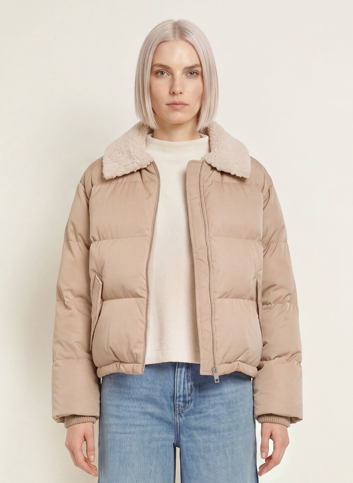 OPUS HATCHY Quilted Jacket: BEIGE