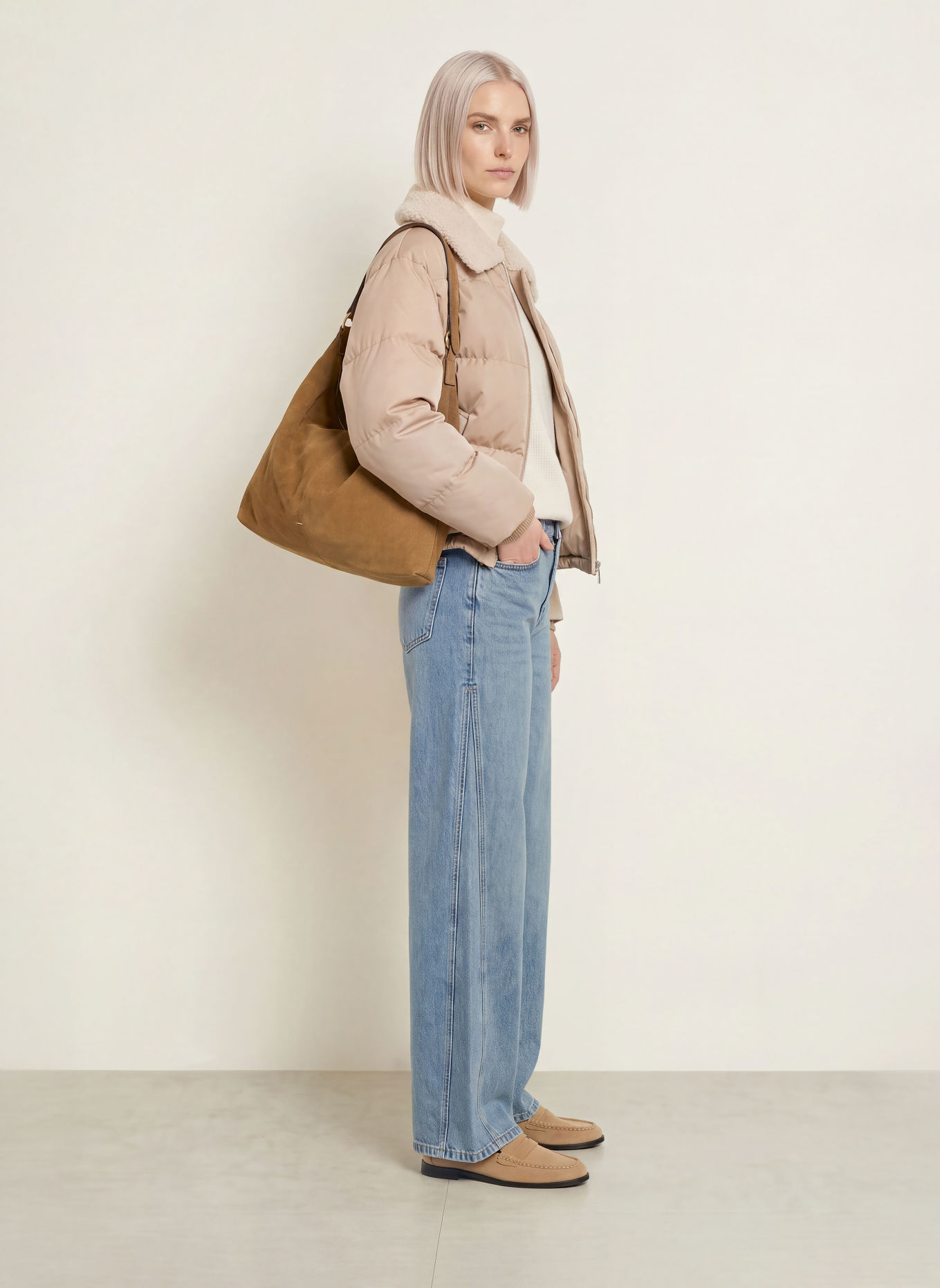 OPUS HATCHY Quilted Jacket: BEIGE