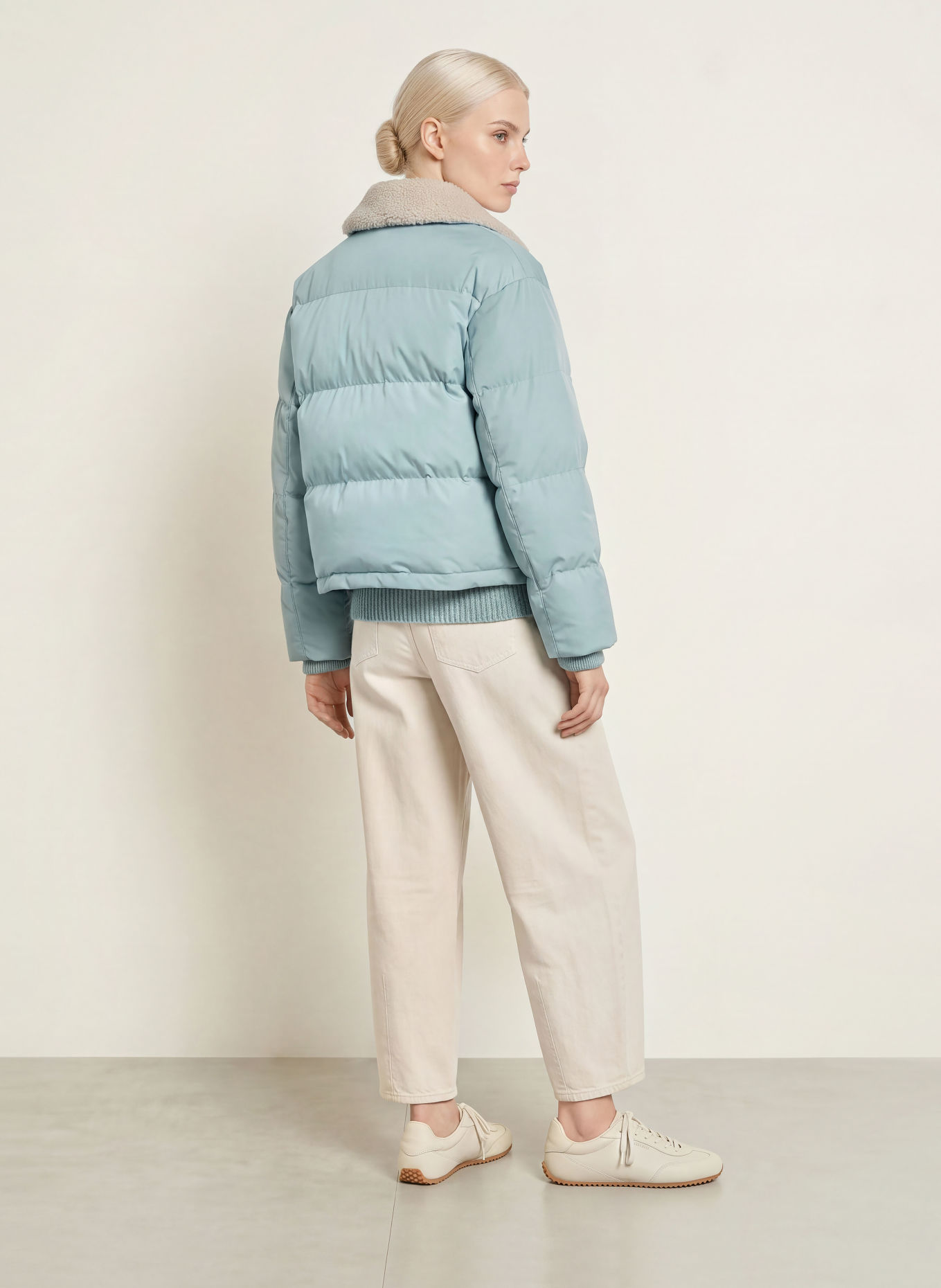 OPUS Steppjacke HATCHY: BLAUGRAU / ECRU
