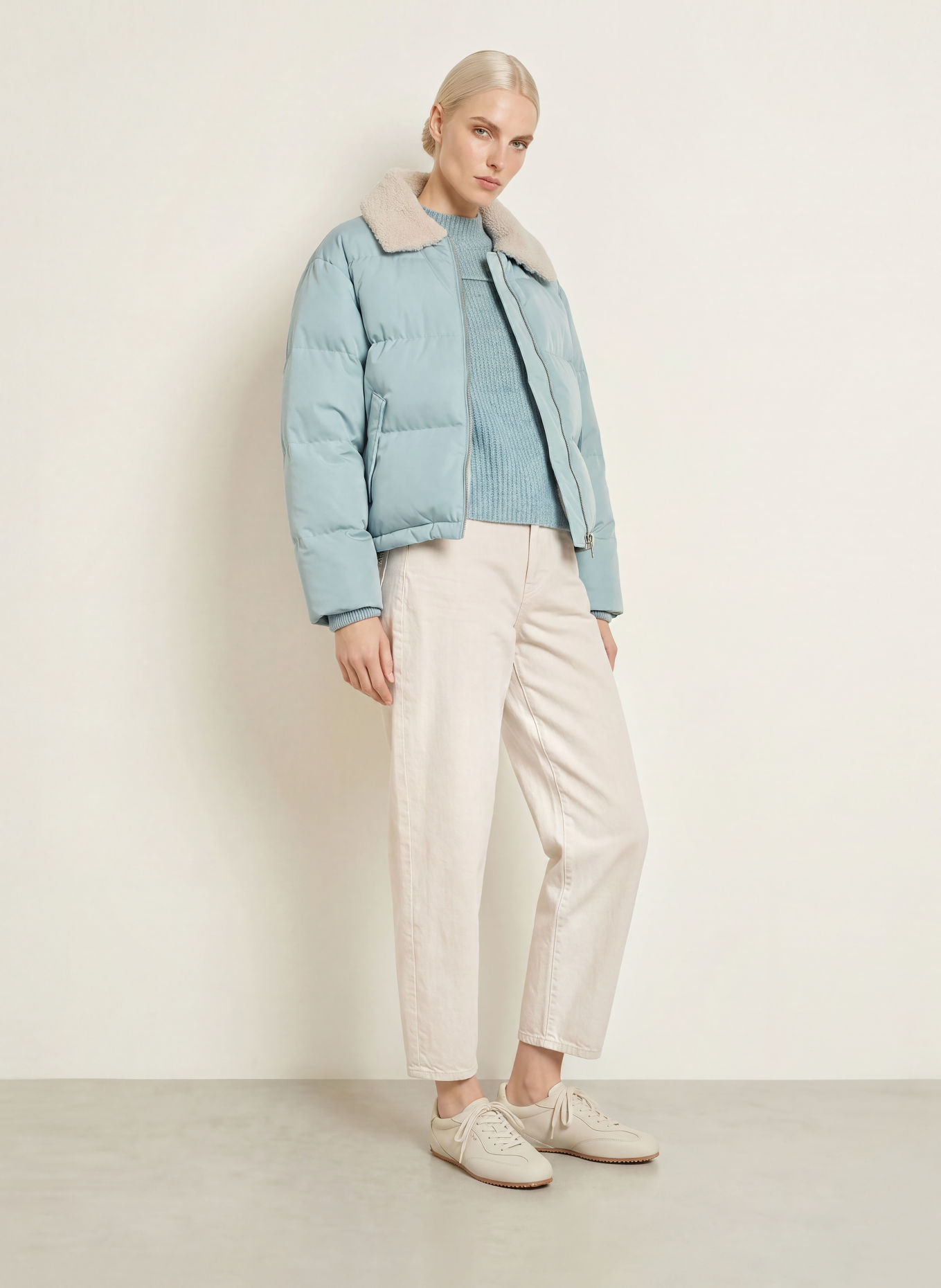 OPUS Steppjacke HATCHY: BLAUGRAU / ECRU