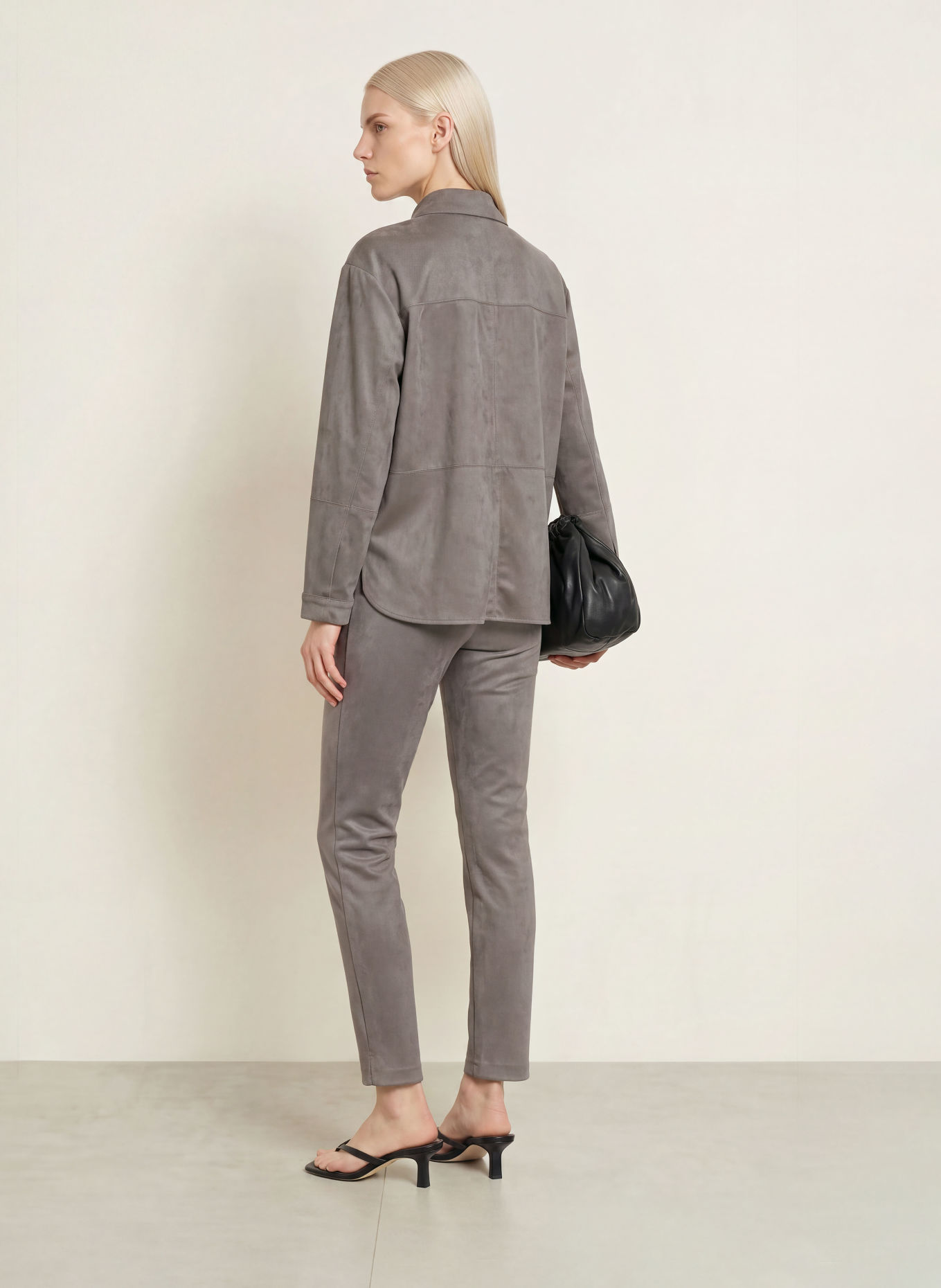 OPUS FILARA Leather-Look Shirt blouse: GRAY
