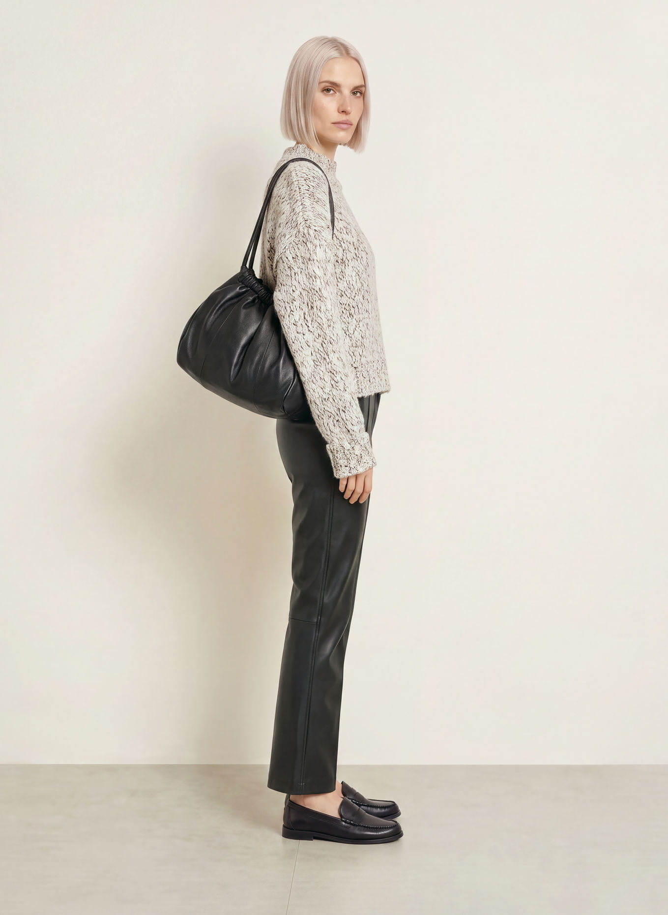 OPUS Pullover PELLO: ECRU / SCHWARZ