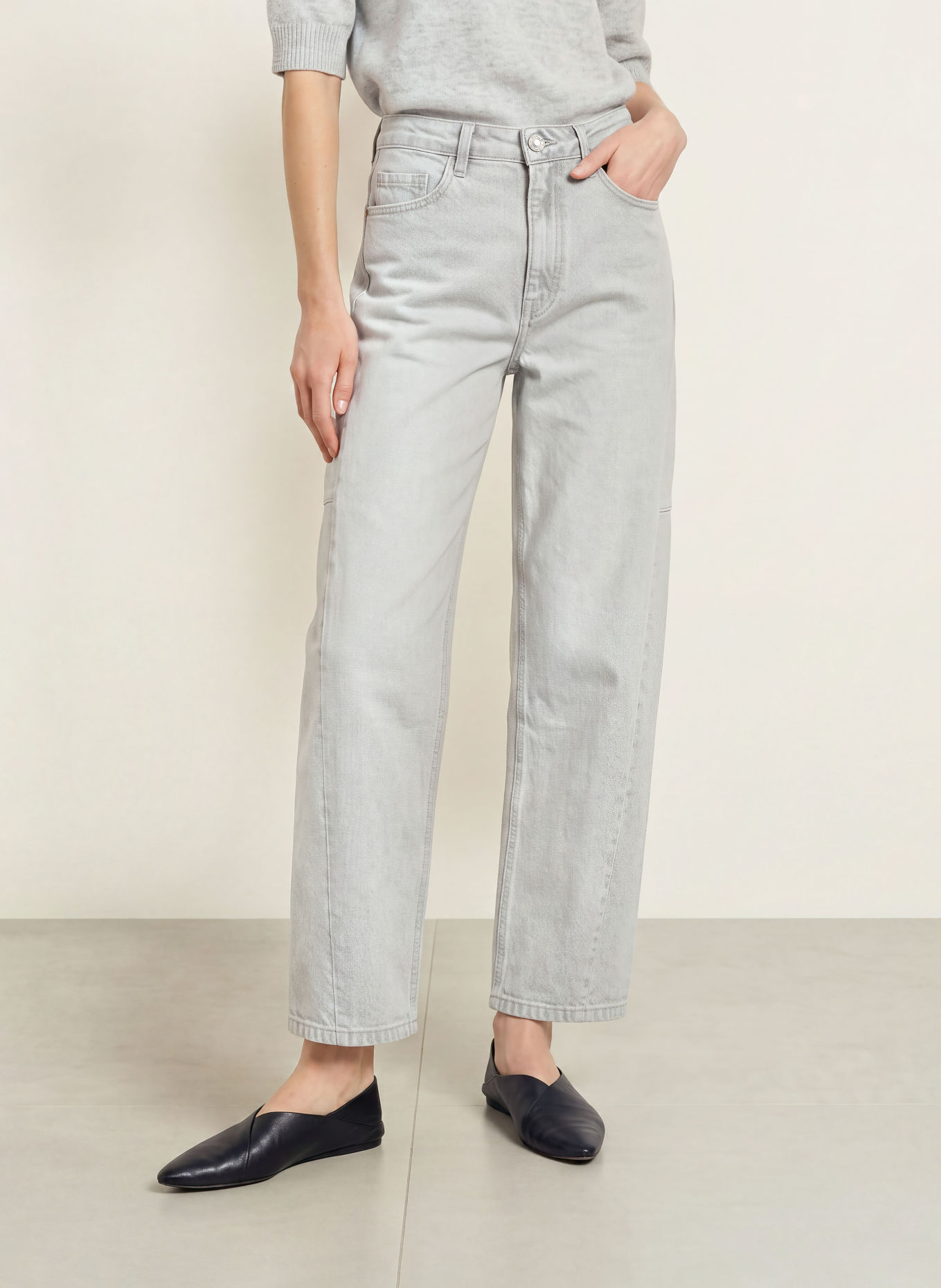 OPUS Barrel Jeans LOLAH HORIZON: 70417 bright grey