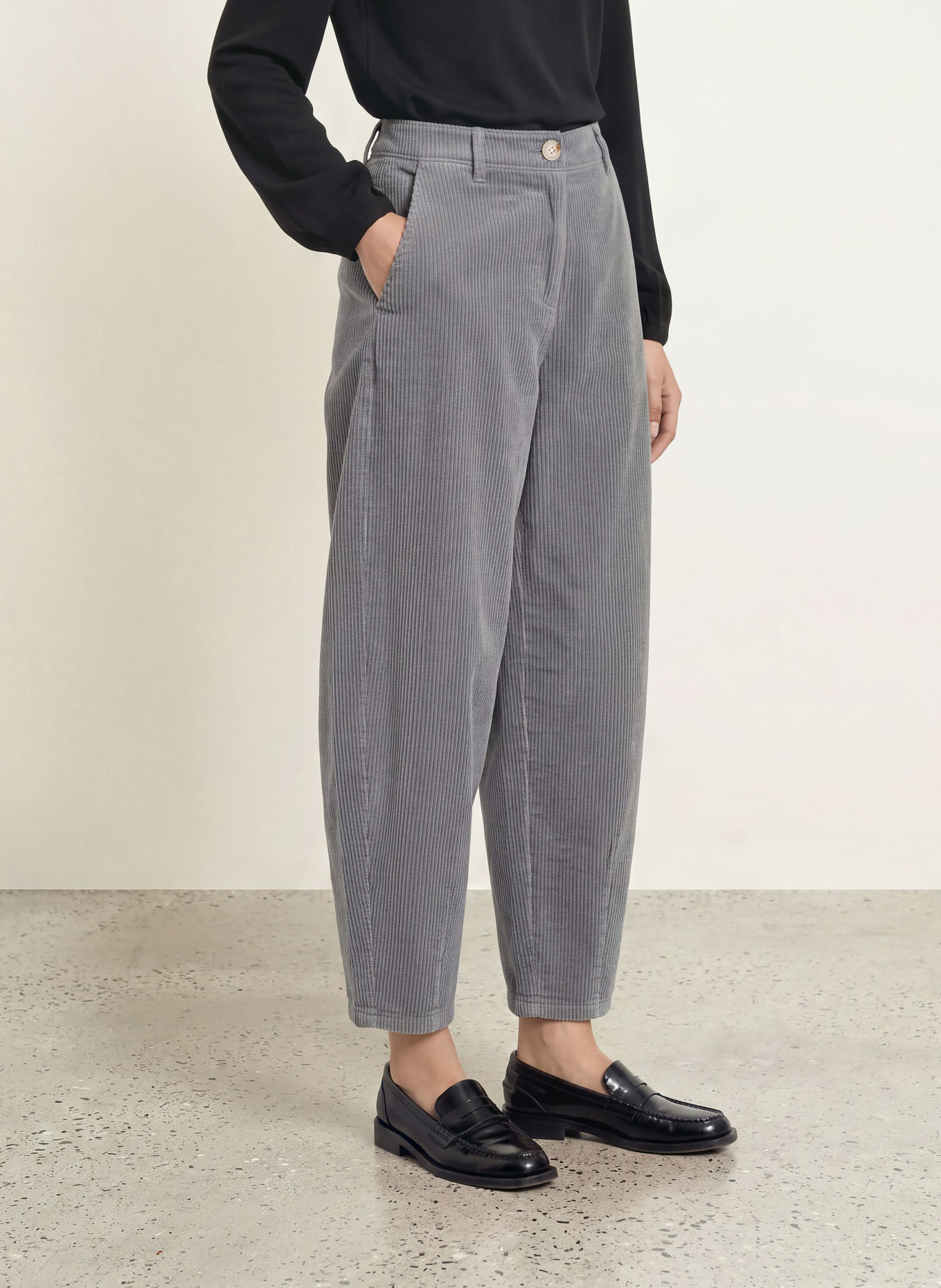 OPUS Pantalon en velours côtelé MYHA SOFTNESS: GRIS