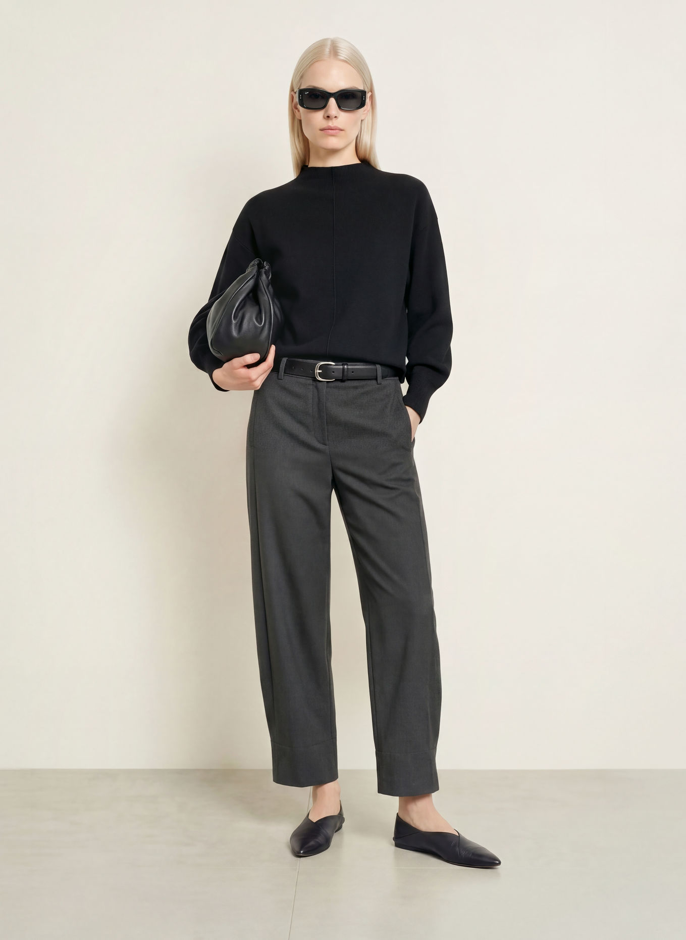 OPUS Pantalon palazzo MAIGA: GRIS FONCÉ