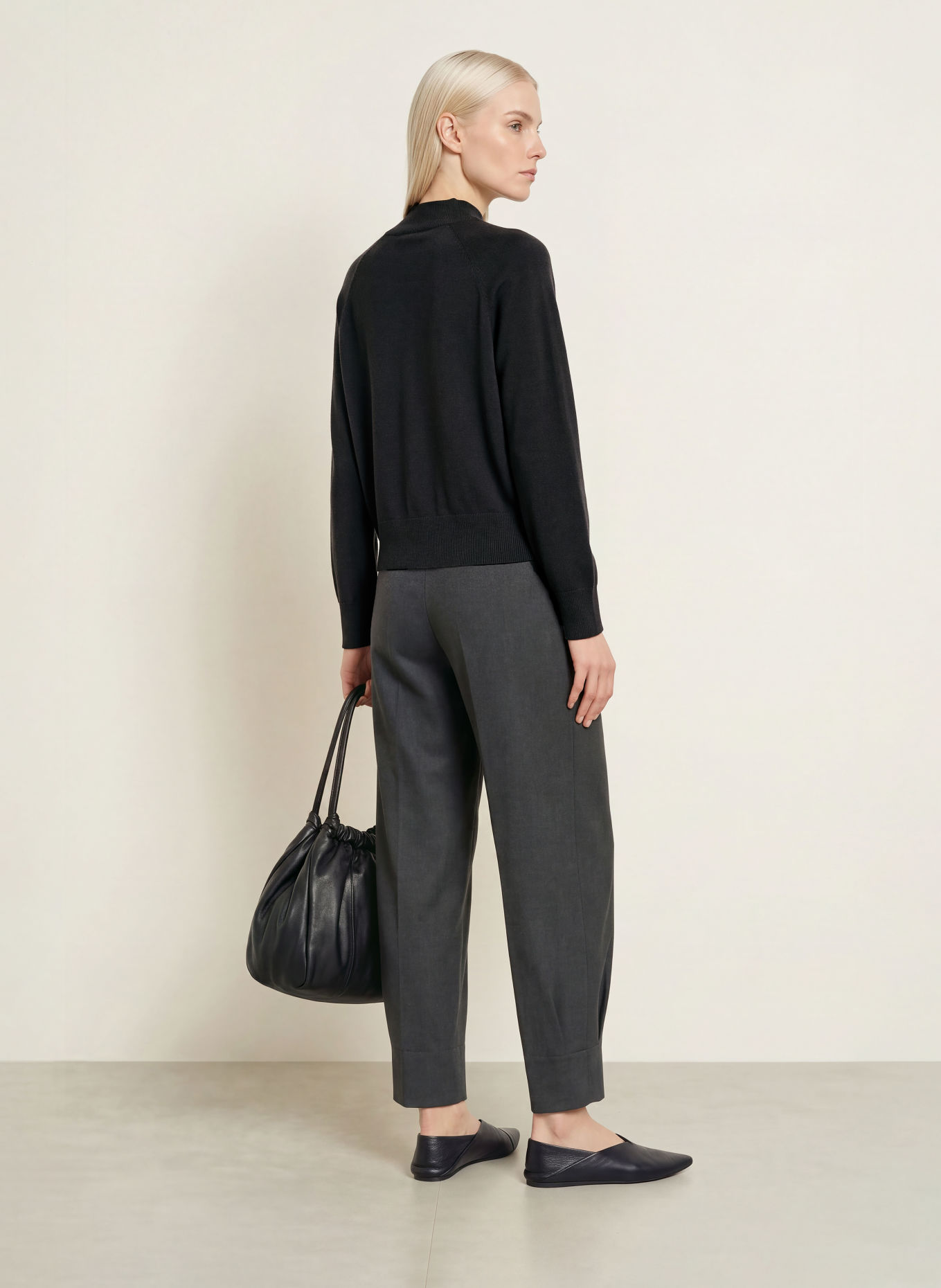 OPUS Pantalon palazzo MAIGA: GRIS FONCÉ