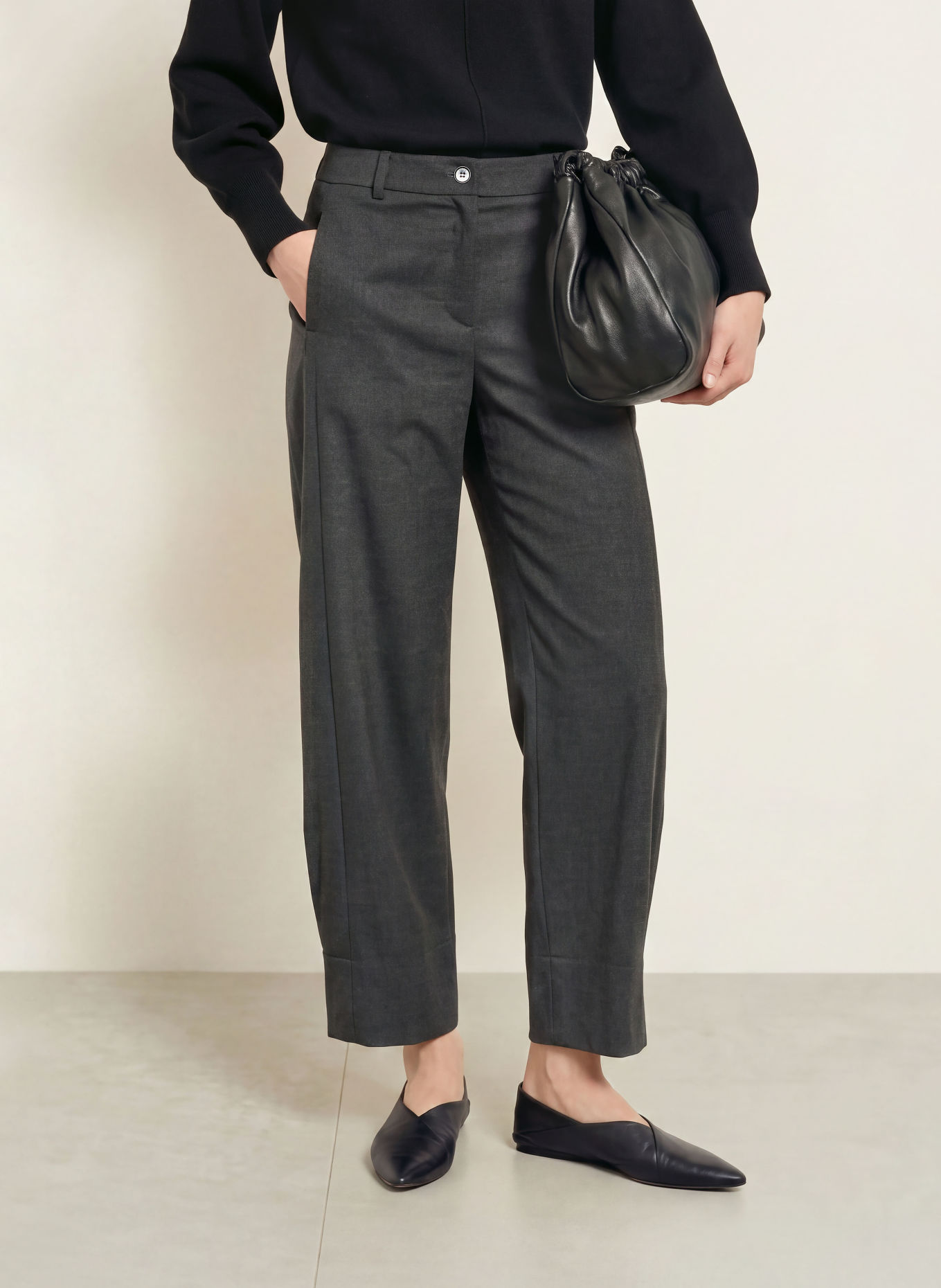 OPUS Pantalon palazzo MAIGA: GRIS FONCÉ