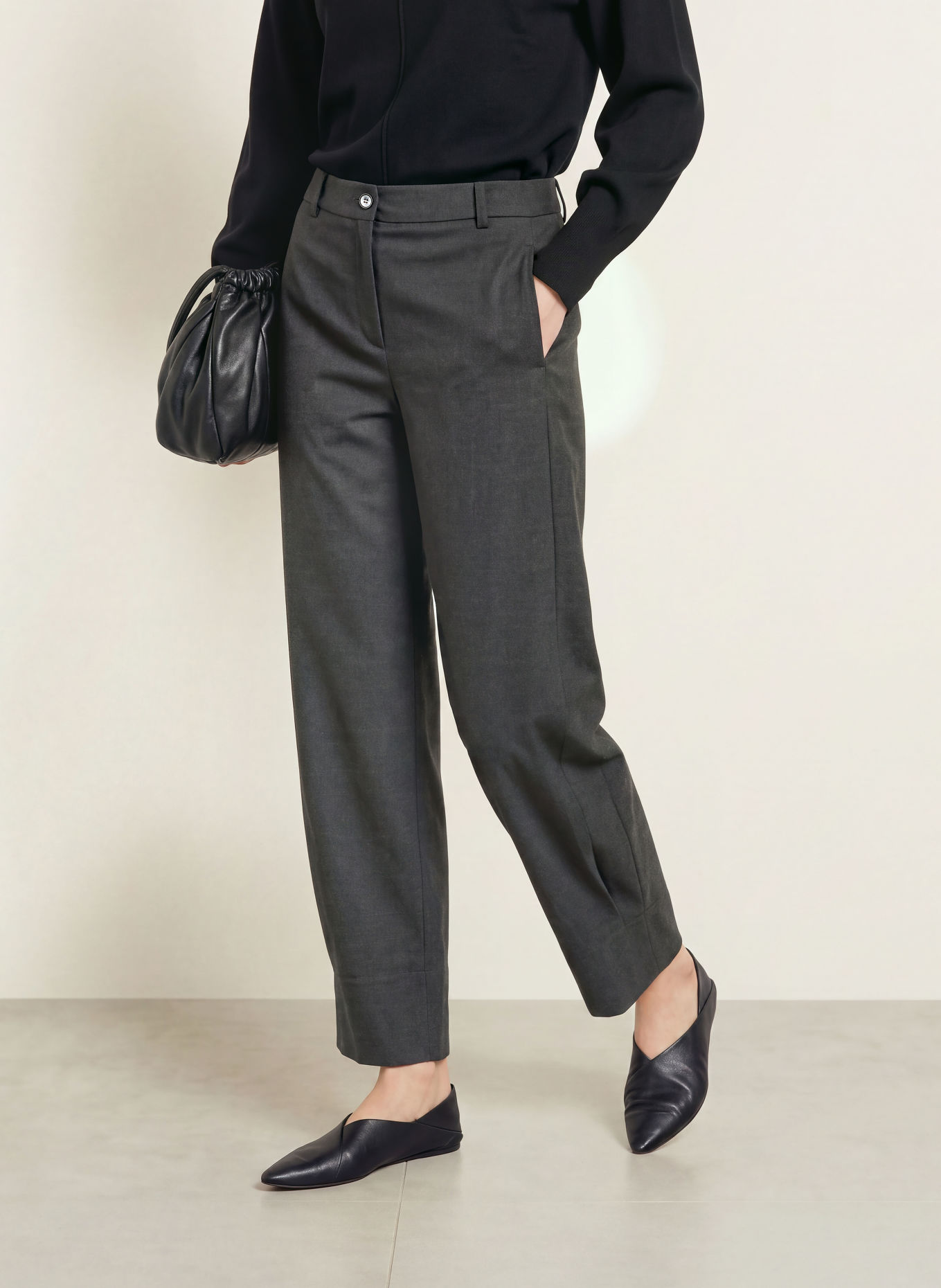 OPUS Pantalon palazzo MAIGA: GRIS FONCÉ