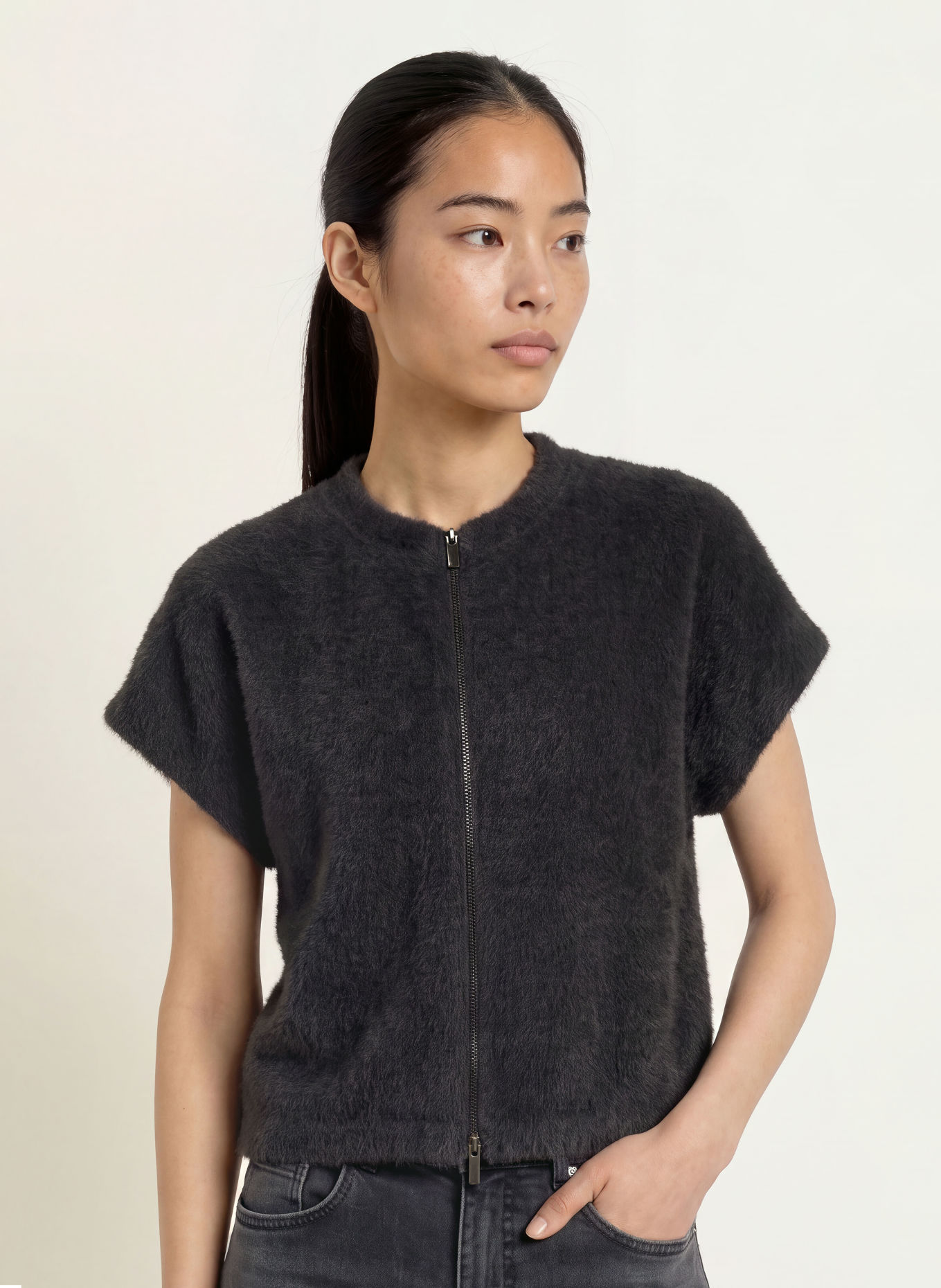 OPUS Strickweste GUTI: DUNKELGRAU