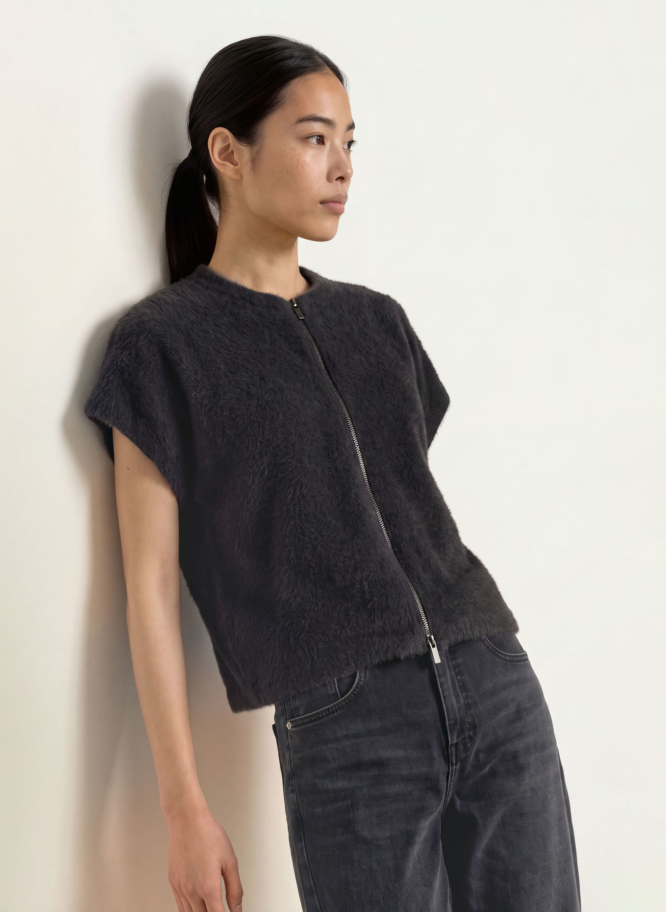 OPUS Strickweste GUTI: DUNKELGRAU