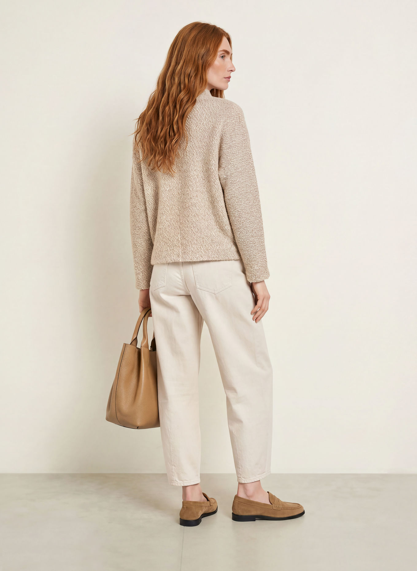 OPUS Pullover GENURI: CAMEL / WEISS