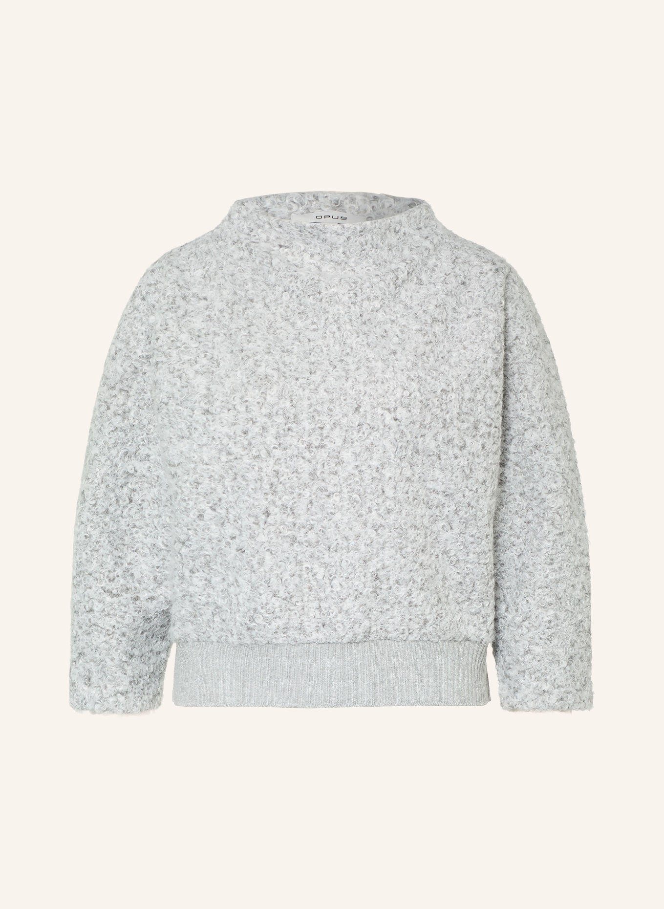 OPUS GOMETTA Sweater with 3/4-Sleeve: GRAY / WHITE