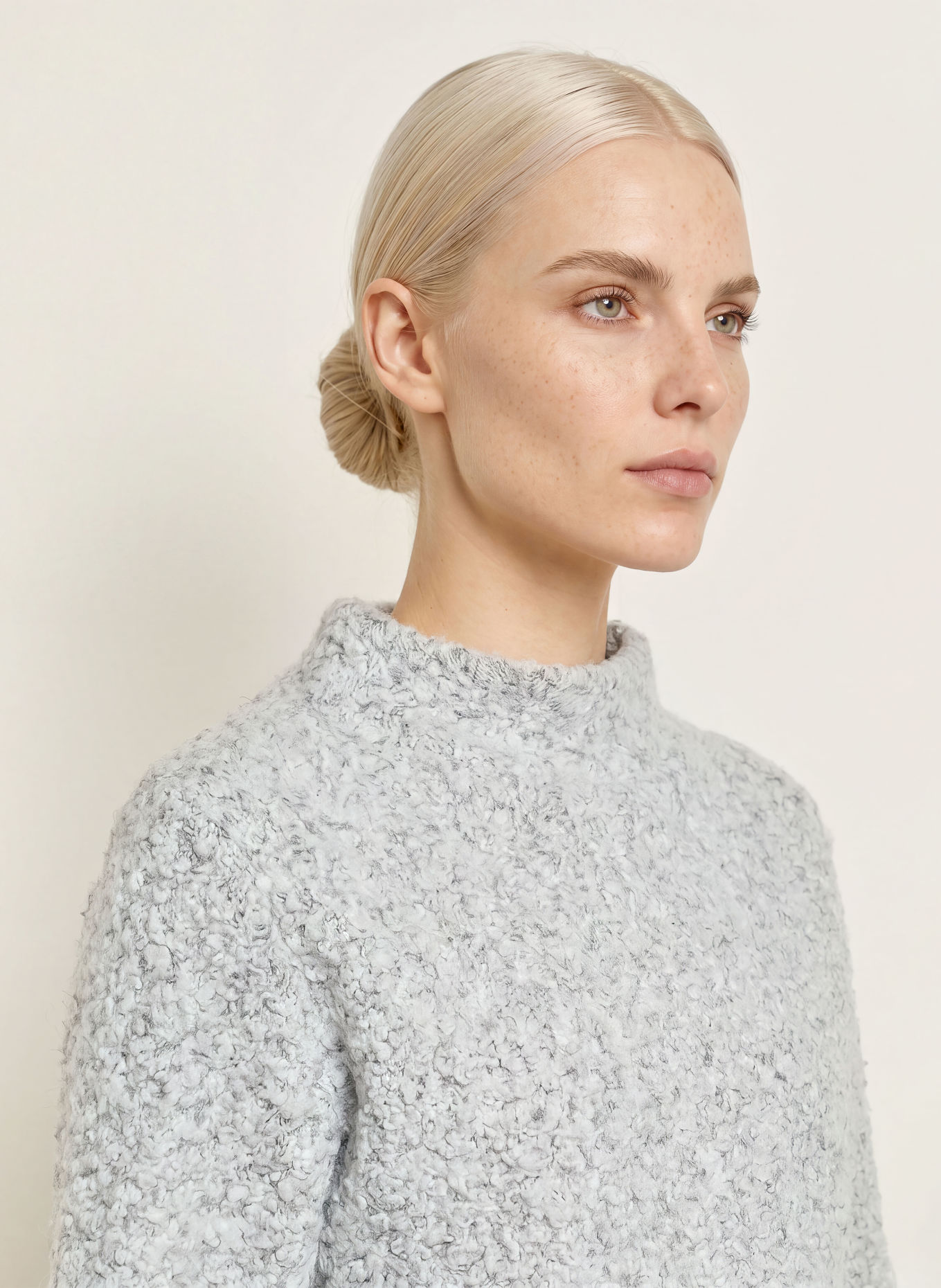OPUS GOMETTA Sweater with 3/4-Sleeve: GRAY / WHITE