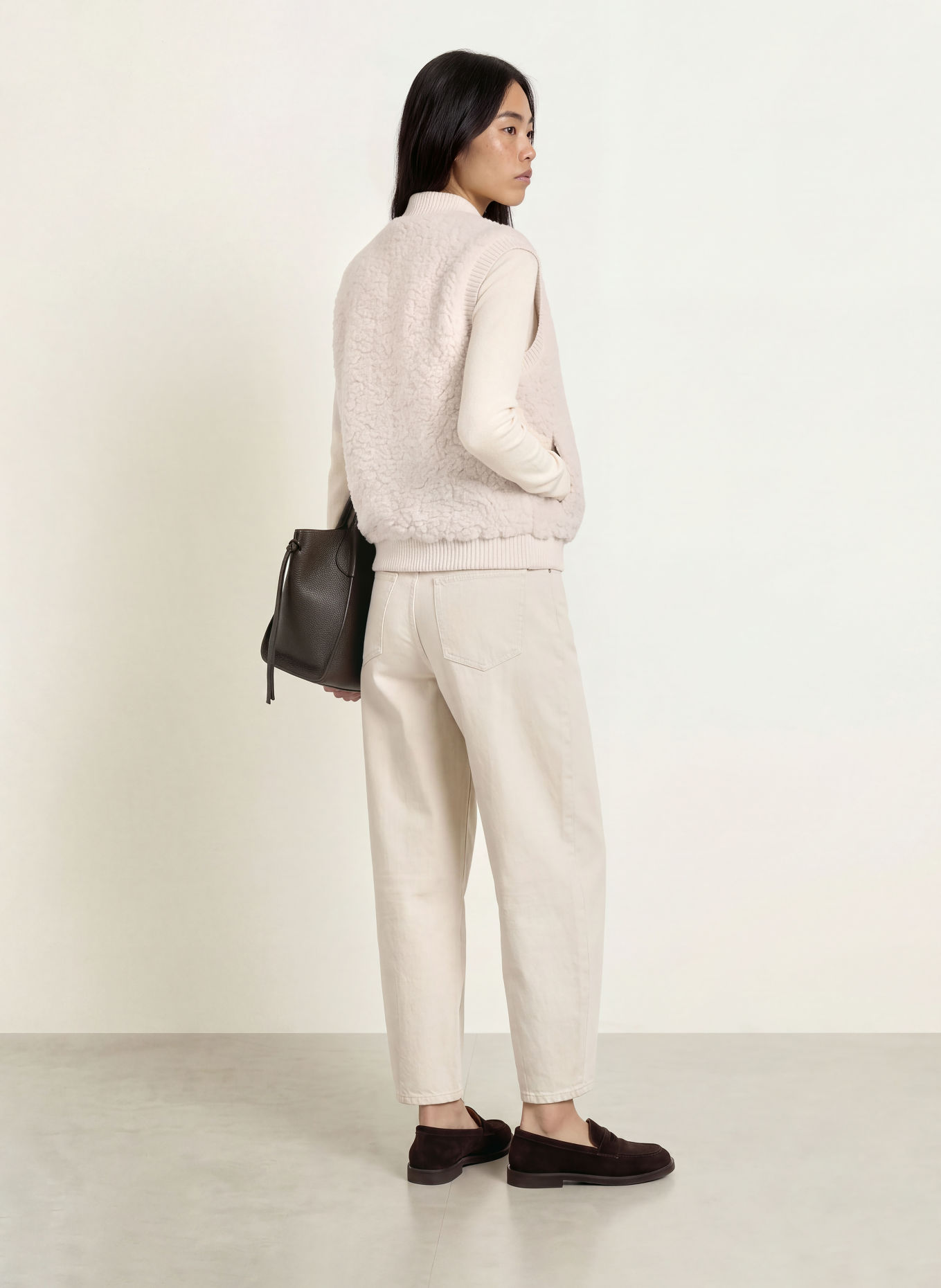 OPUS Faux Fur Vest GASTE: CREAM