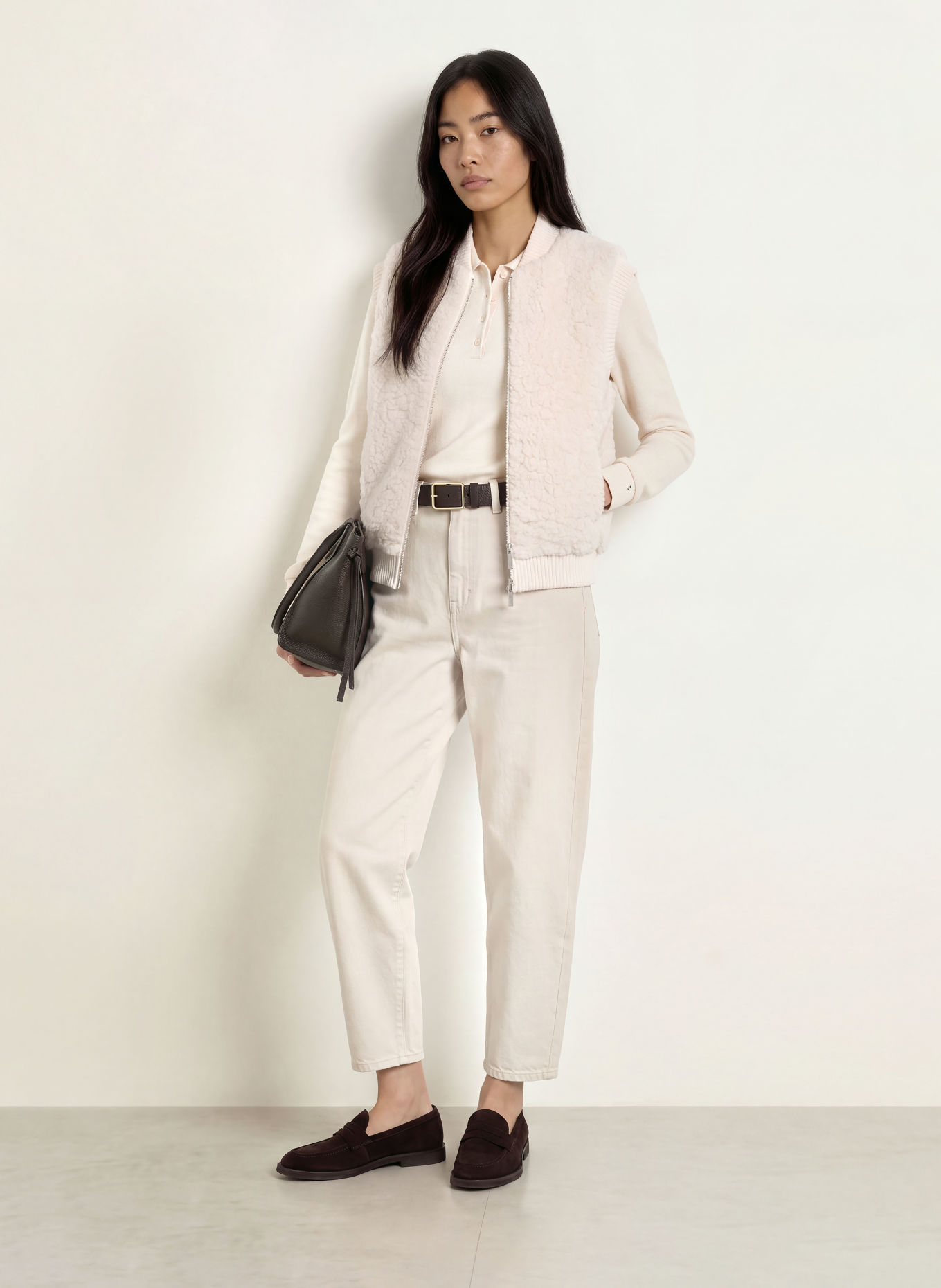 OPUS Faux Fur Vest GASTE: CREAM