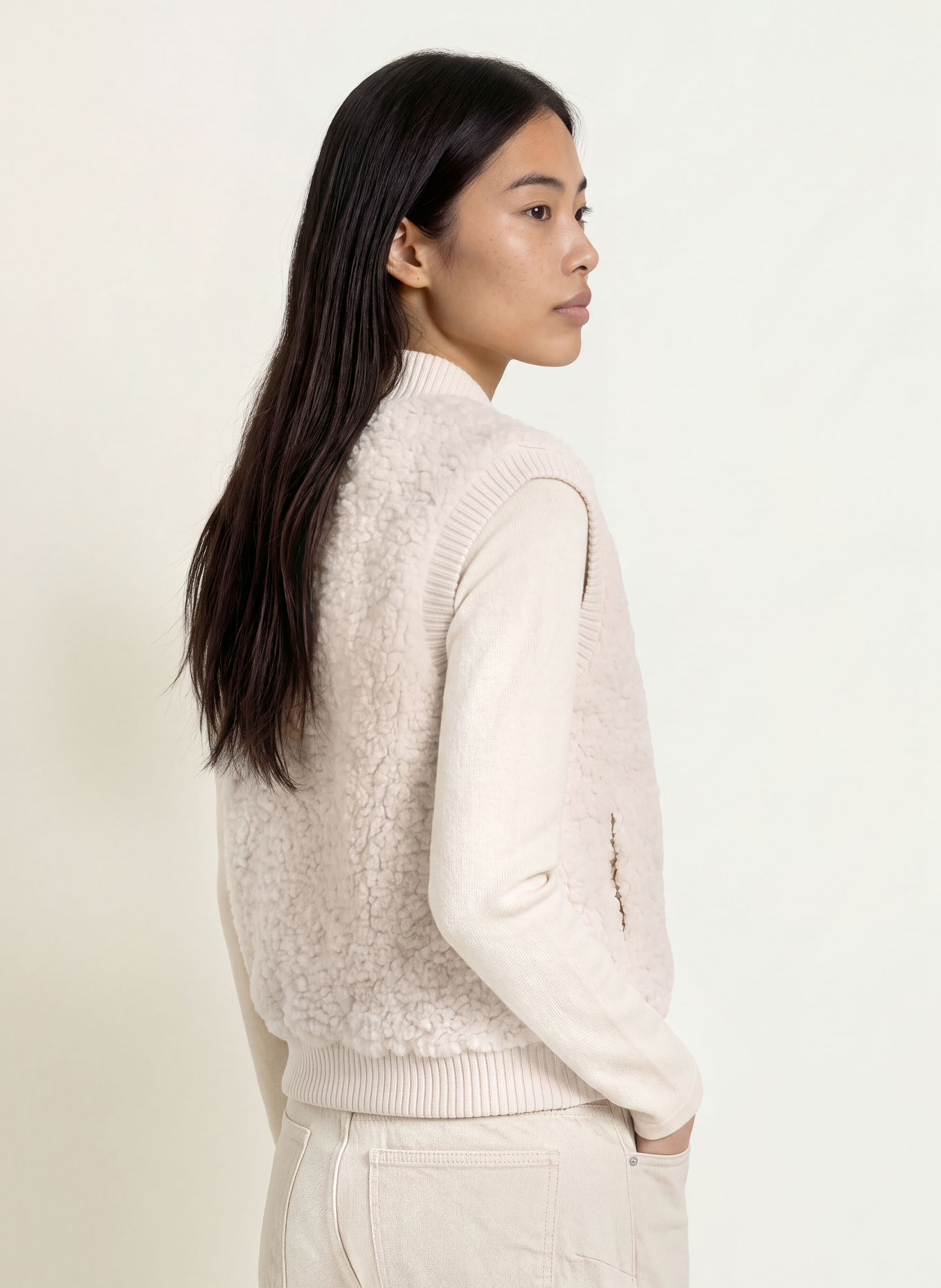 OPUS Faux Fur Vest GASTE: CREAM