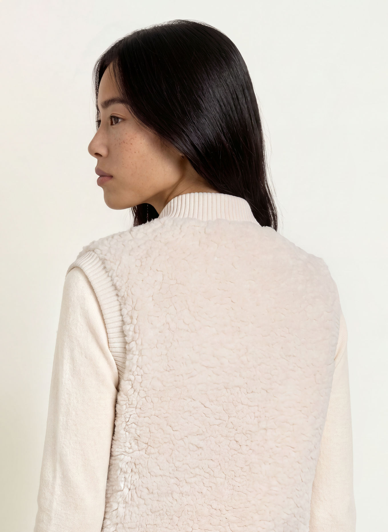 OPUS Faux Fur Vest GASTE: CREAM