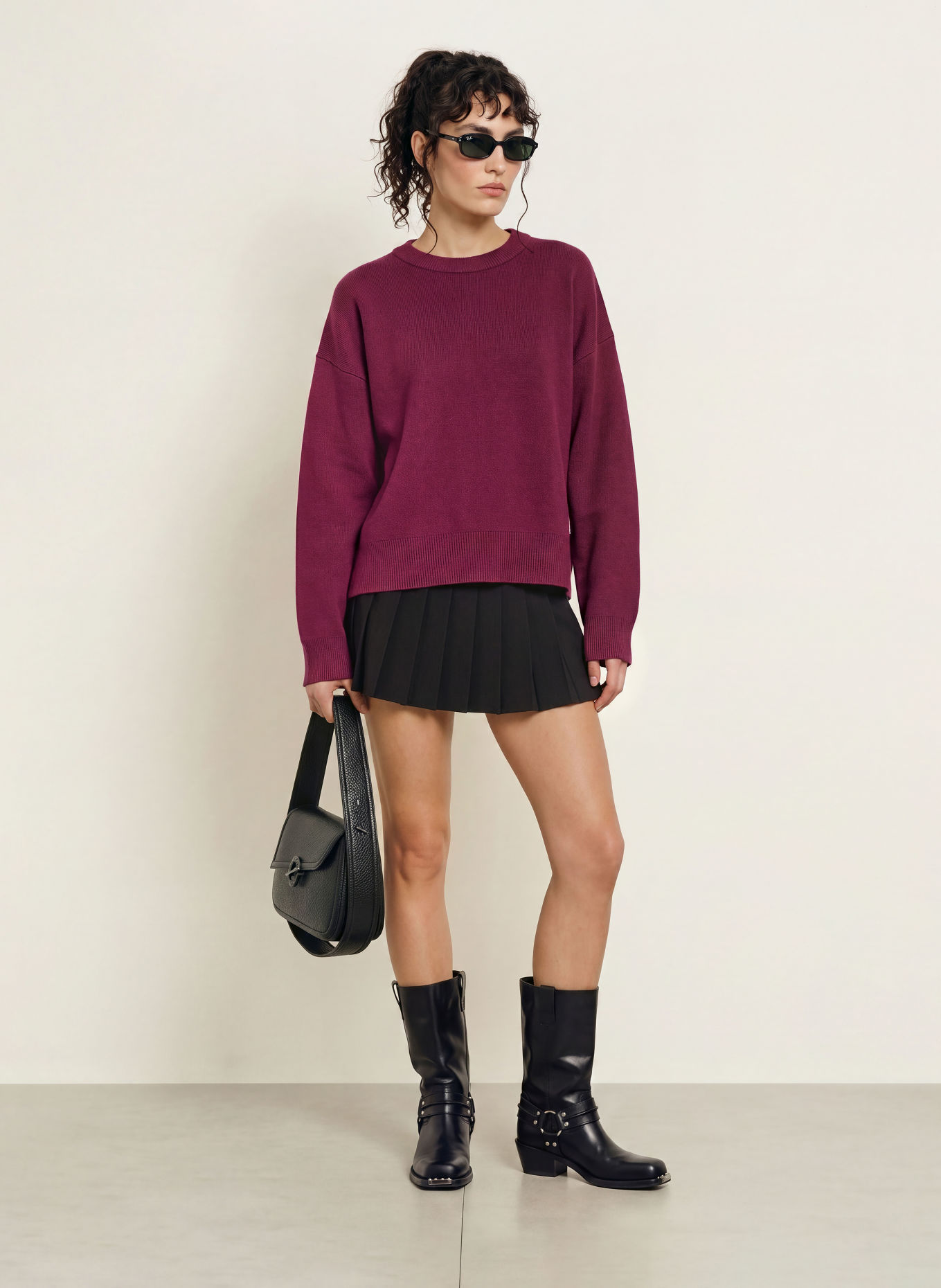 WRSTBHVR Pullover GARM: MØRKERØD / LYSELILLA