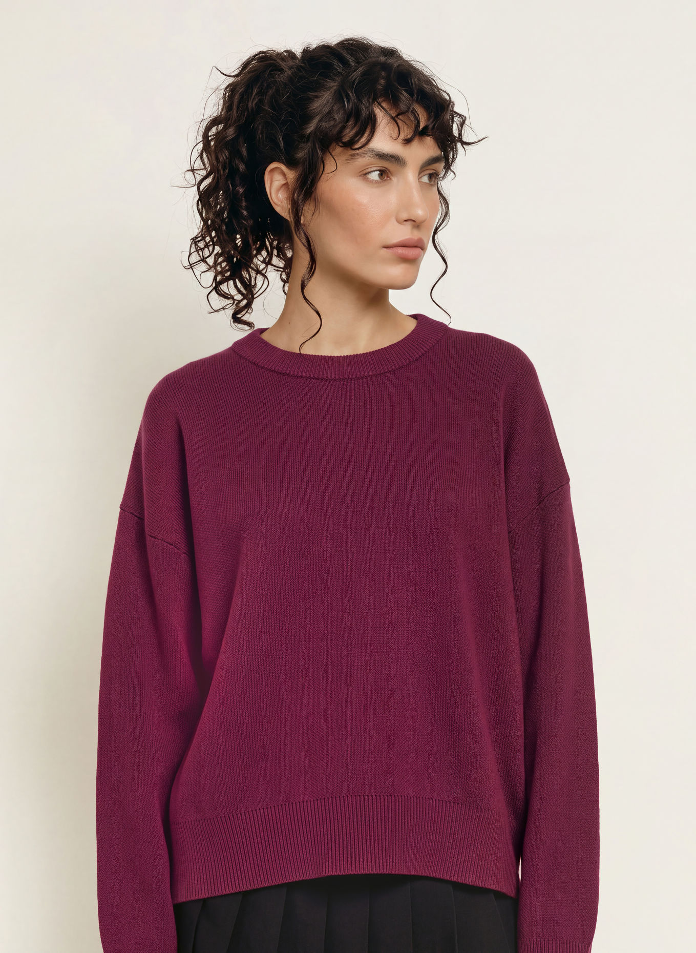 WRSTBHVR Pullover GARM: MØRKERØD / LYSELILLA