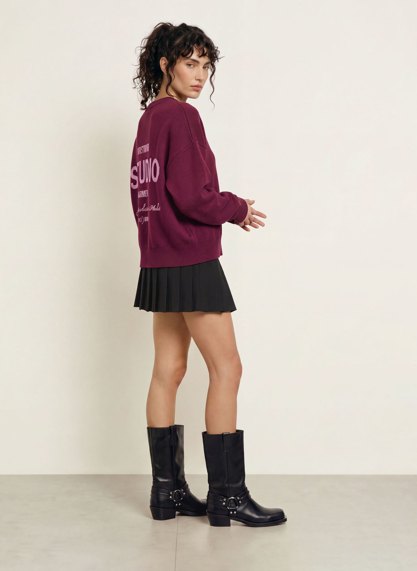 WRSTBHVR Pullover GARM: MØRKERØD / LYSELILLA