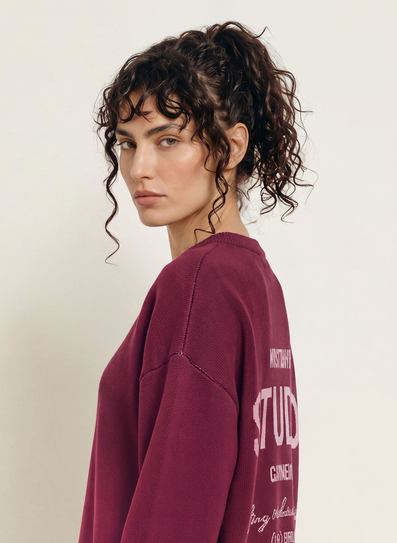 WRSTBHVR Pullover GARM: MØRKERØD / LYSELILLA