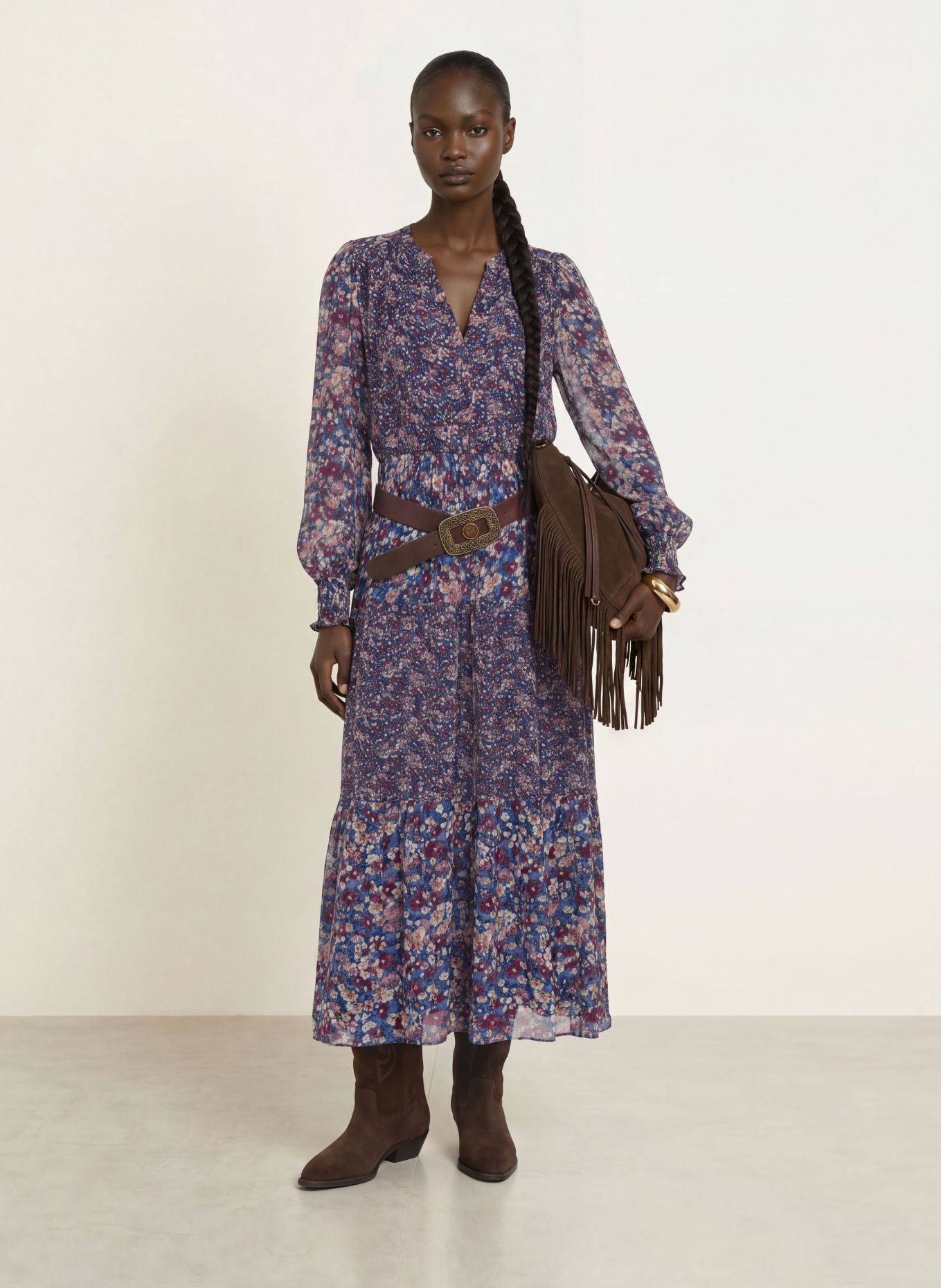 ba&sh Kleid KACY: BLAU / BEIGE / LILA