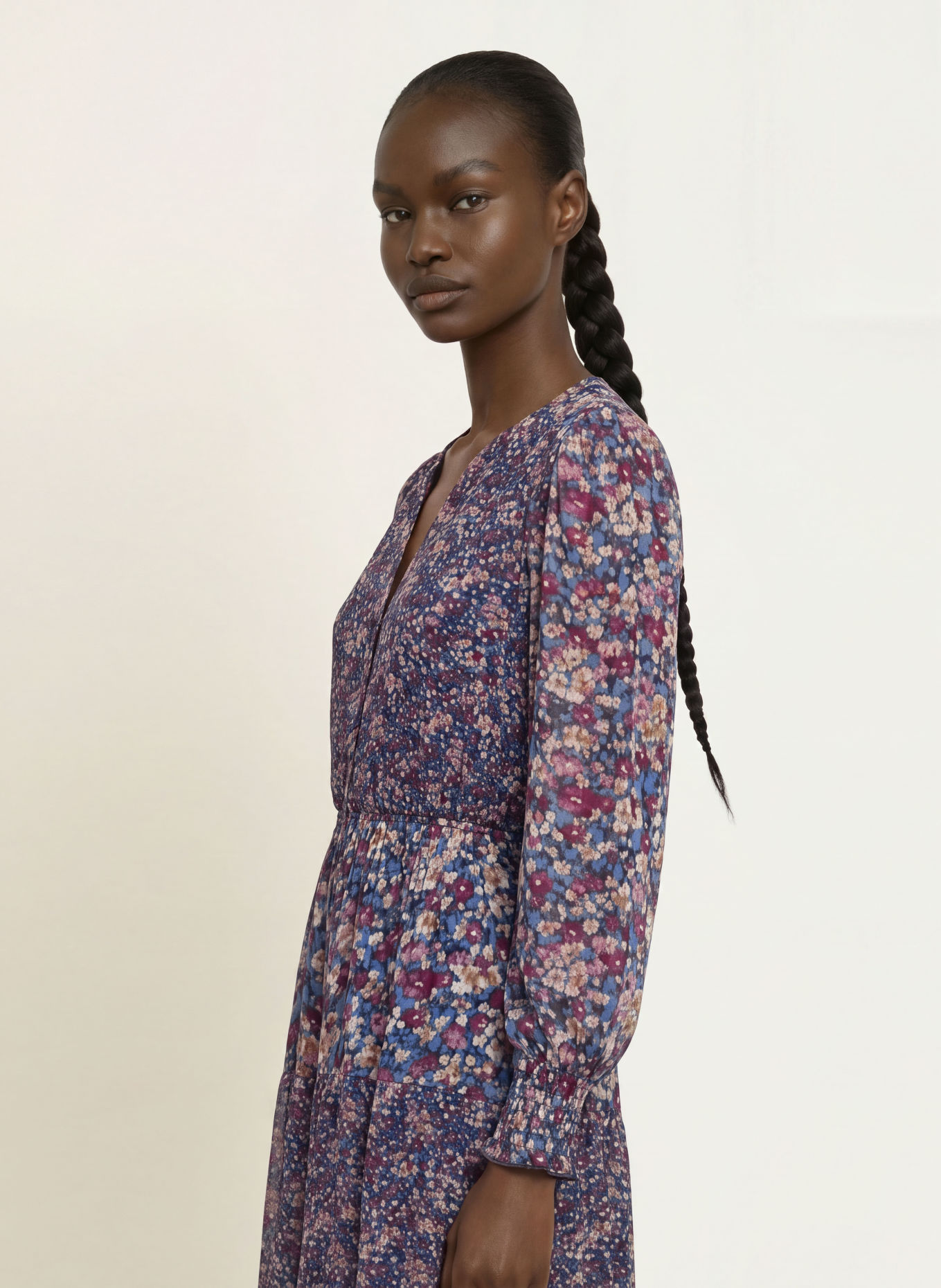 ba&sh Kleid KACY: BLAU / BEIGE / LILA