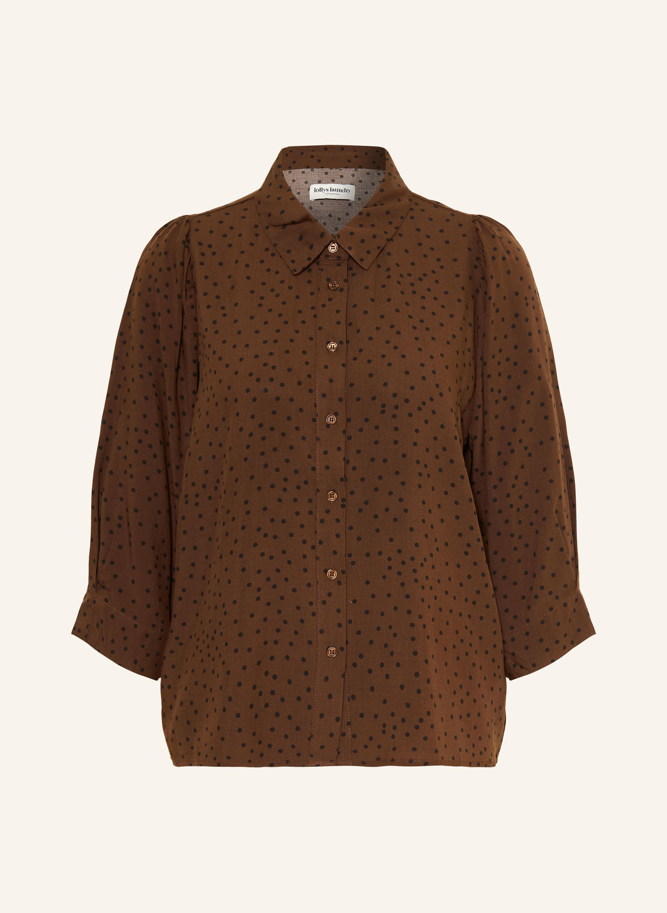 lollys laundry BONOLL shirt blouse with 3/4 sleeves: BROWN / BLACK