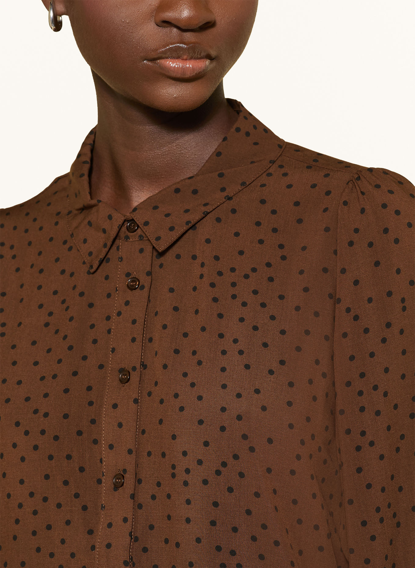 lollys laundry BONOLL shirt blouse with 3/4 sleeves: BROWN / BLACK